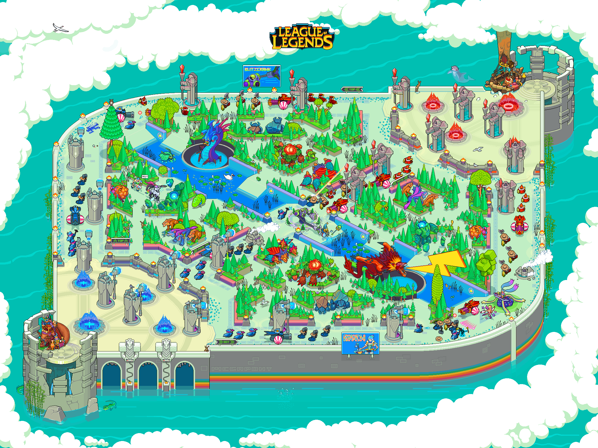 League of Legends Summoner's Rift Isometric Map HD Wallpaper