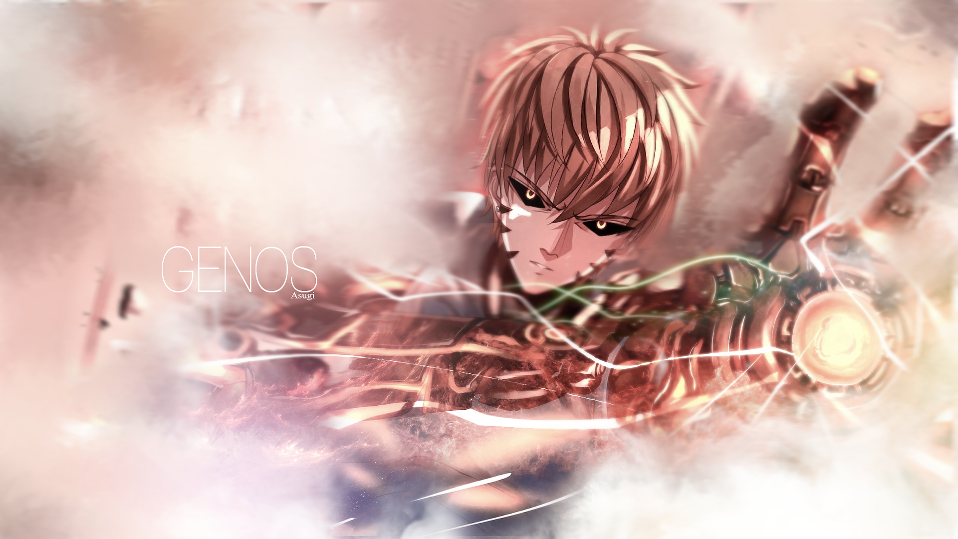Genos from One-Punch Man with yellow eyes HD Wallpaper