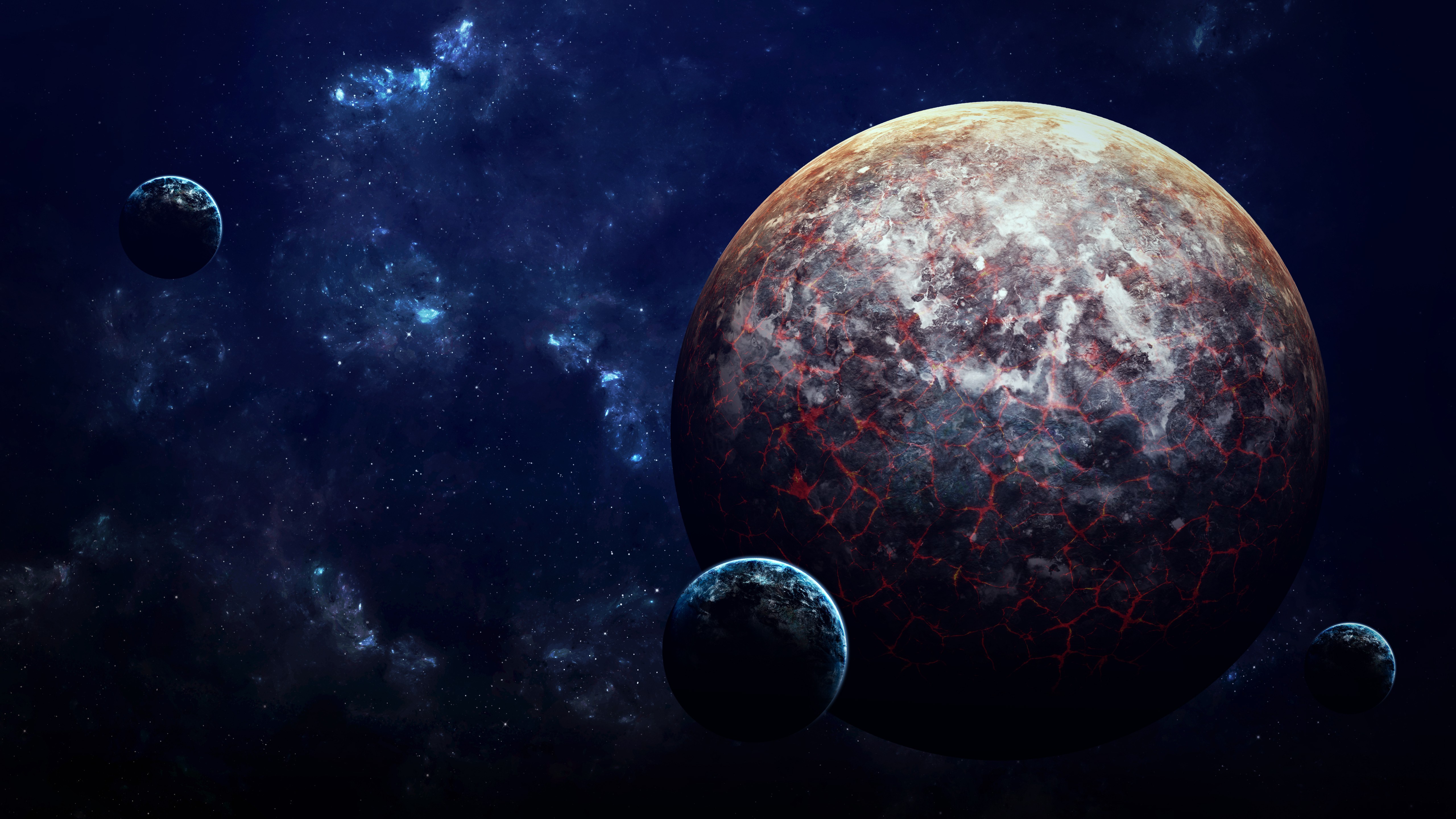 Planets and nebulae in deep space HD Wallpaper
