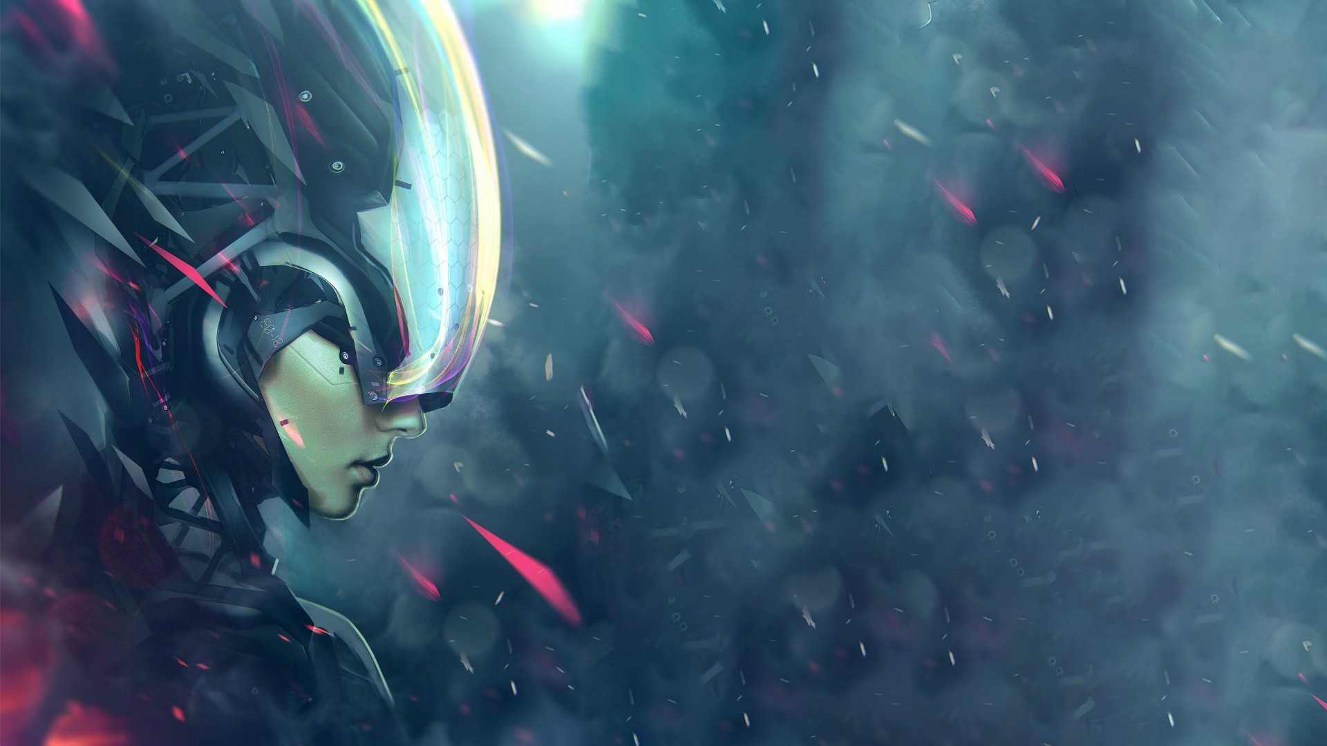 Sci-fi woman with futuristic helmet HD Wallpaper