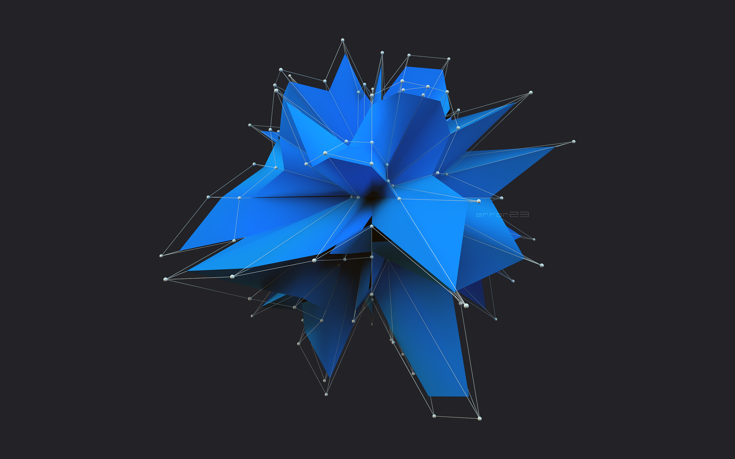 Abstract blue geometric shape with wireframe HD Wallpaper