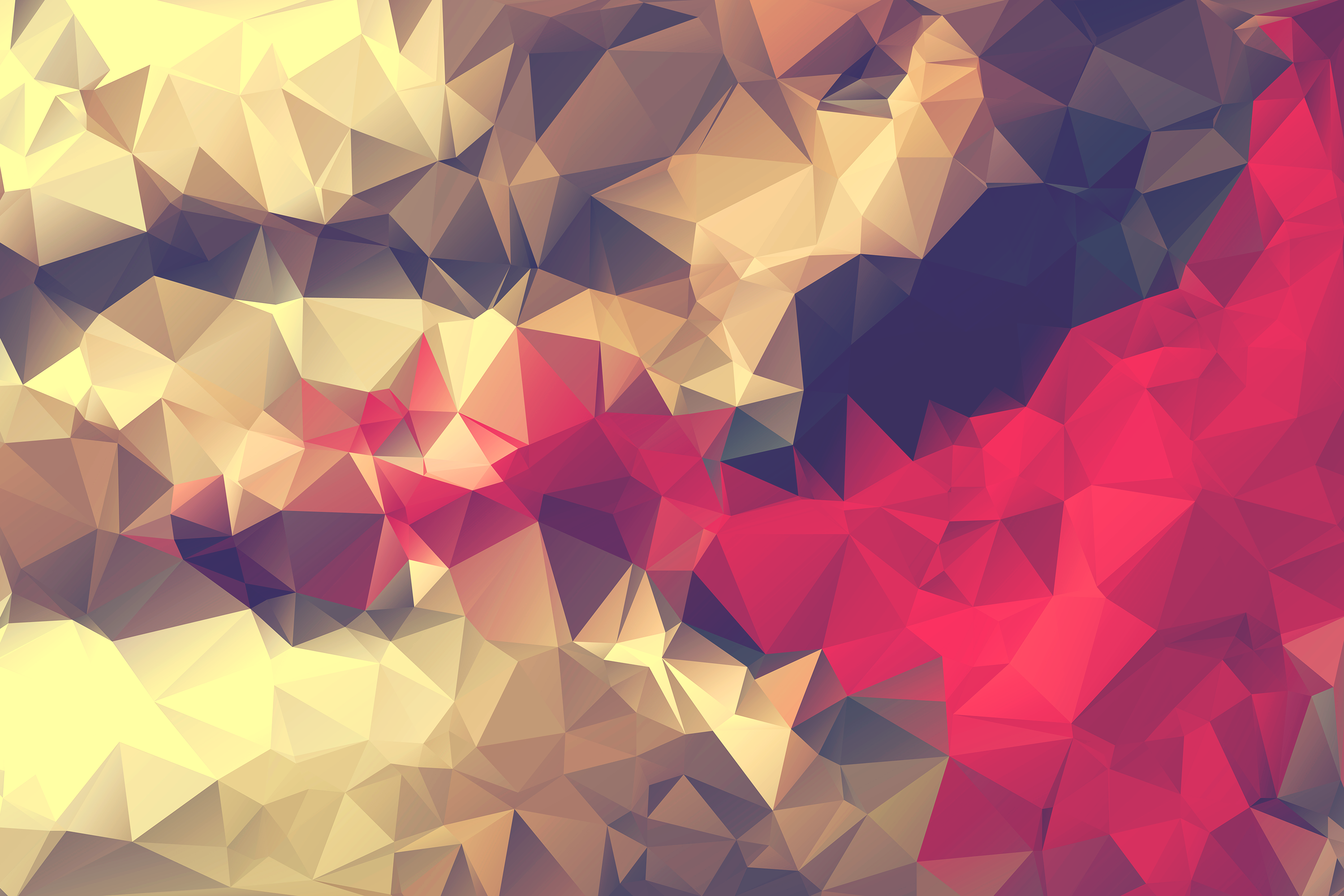 Abstract geometric triangulation with pink and yellow colors HD Wallpaper