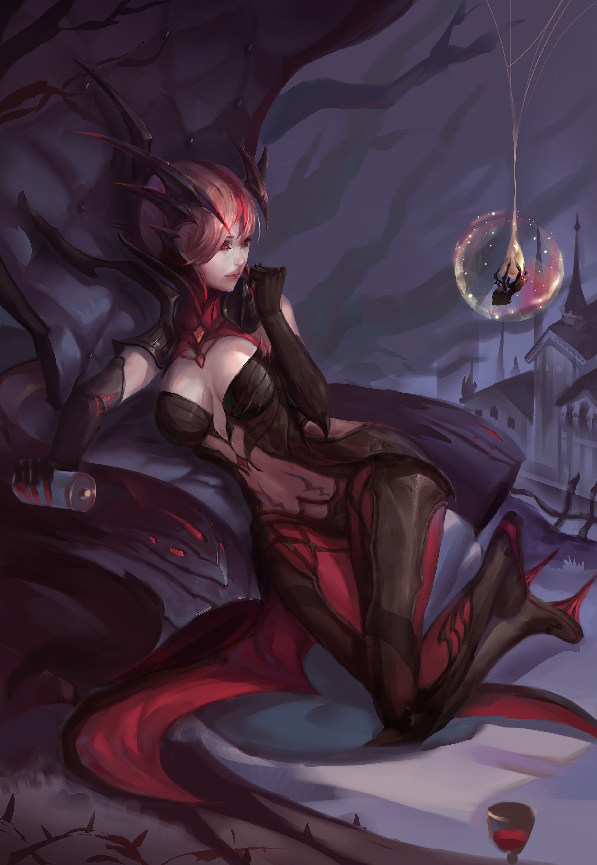 Elise from League of Legends with a captive HD Wallpaper