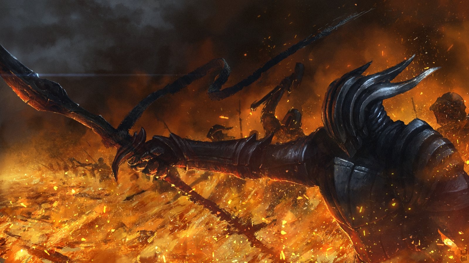 Dark Souls Knight in a Fiery Battlefield HD Wallpaper