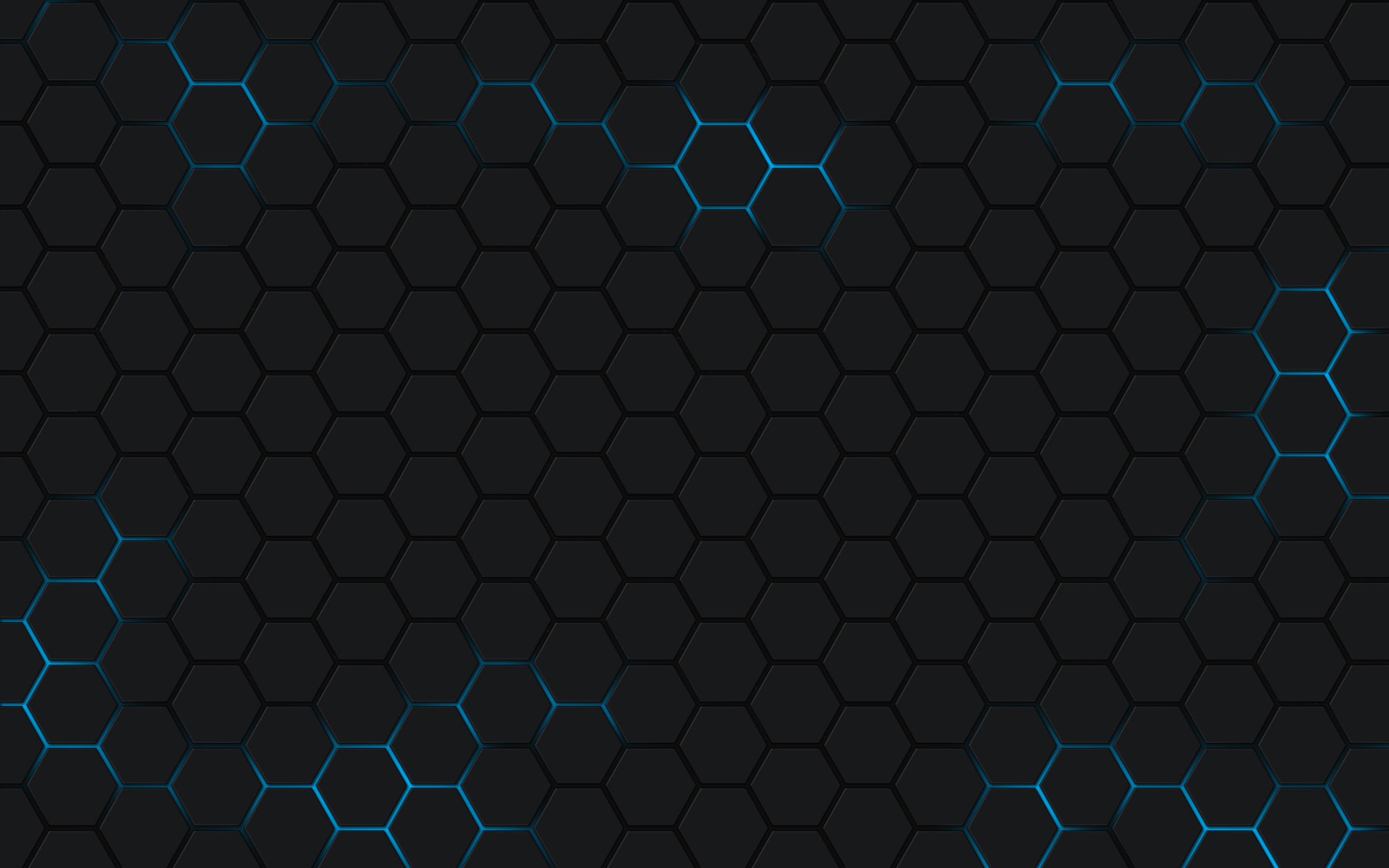 Dark hexagonal pattern with blue light HD Wallpaper