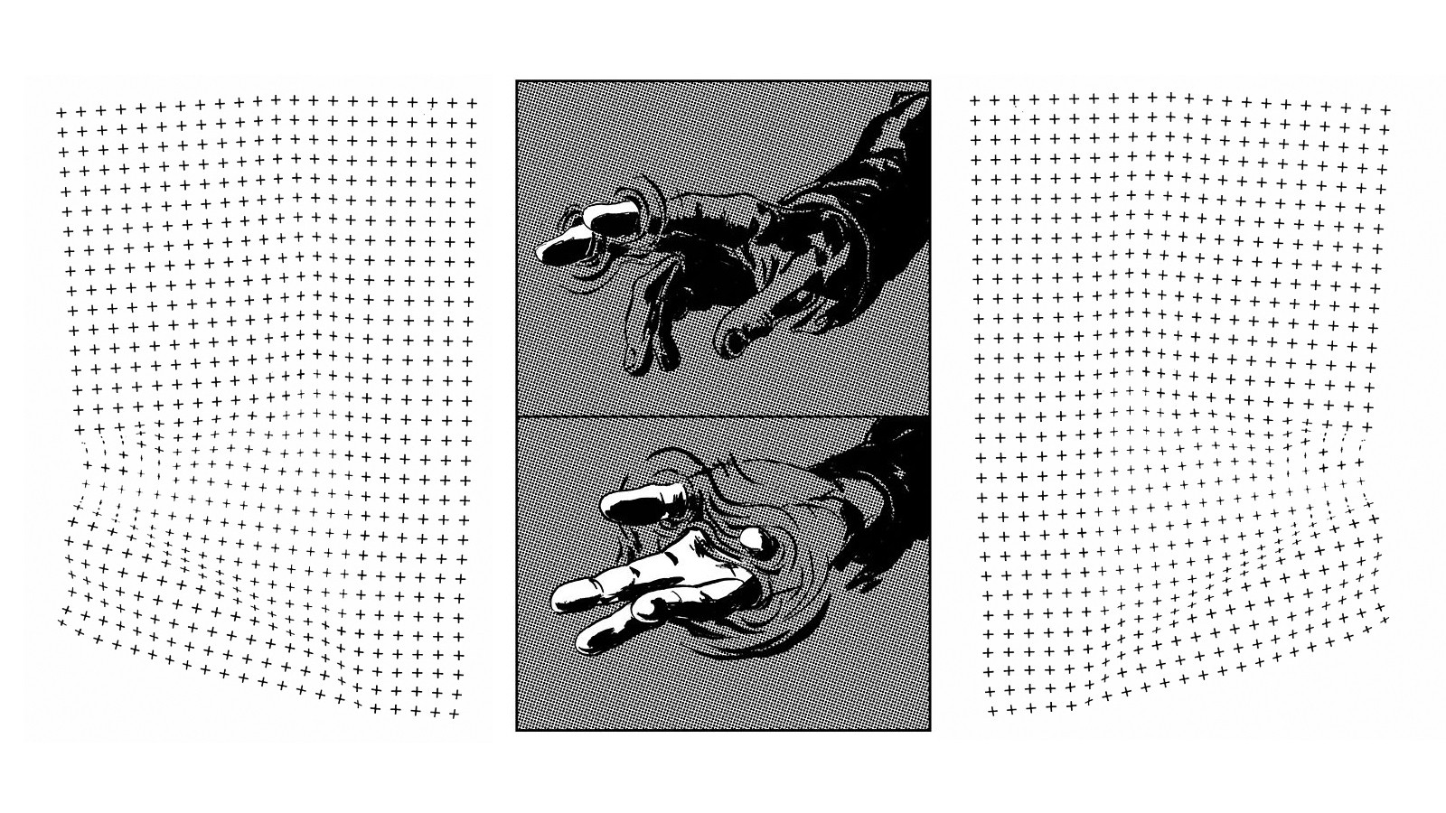 Monochrome hands with cross grid overlay HD Wallpaper