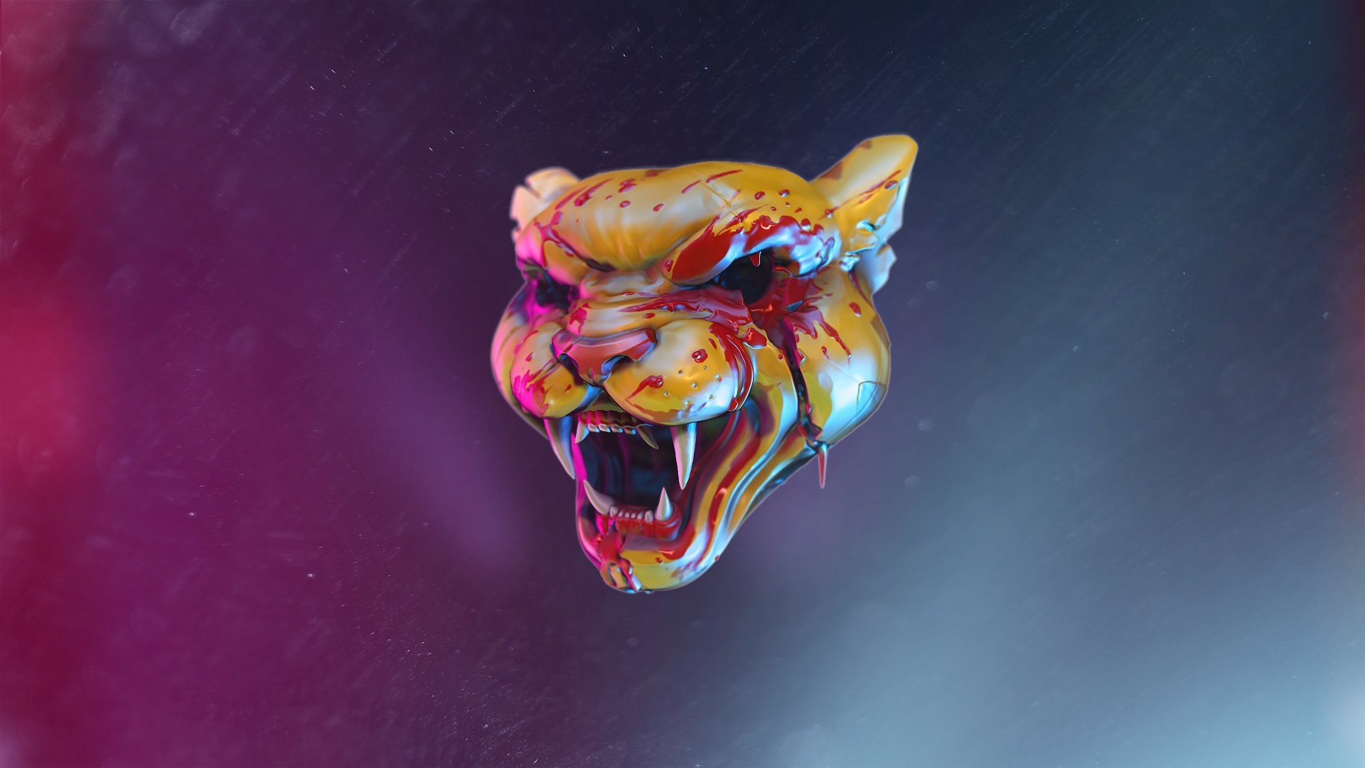 Hotline Miami Tiger Head with Blood HD Wallpaper