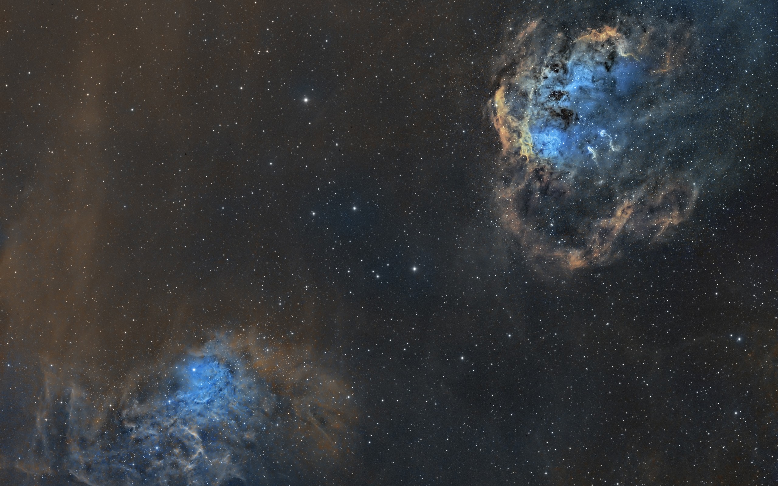 Two nebulae in deep space with stars HD Wallpaper