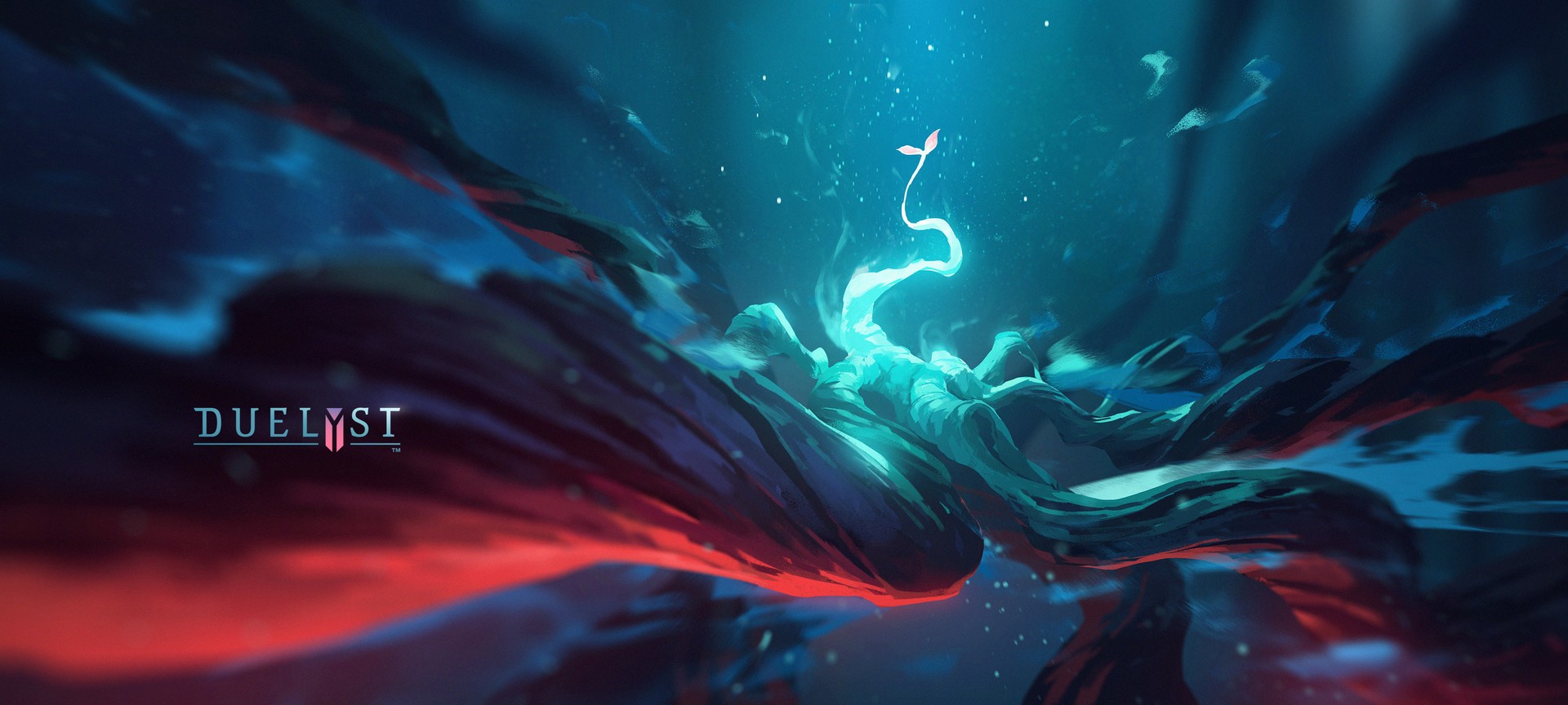 Duelyst artwork with glowing plant and dark landscape HD Wallpaper