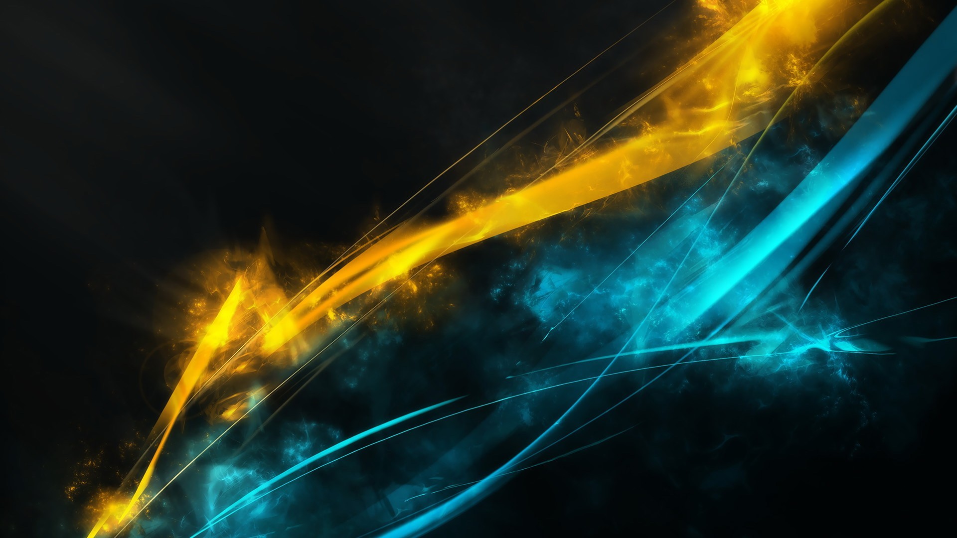Abstract yellow and blue light streaks HD Wallpaper