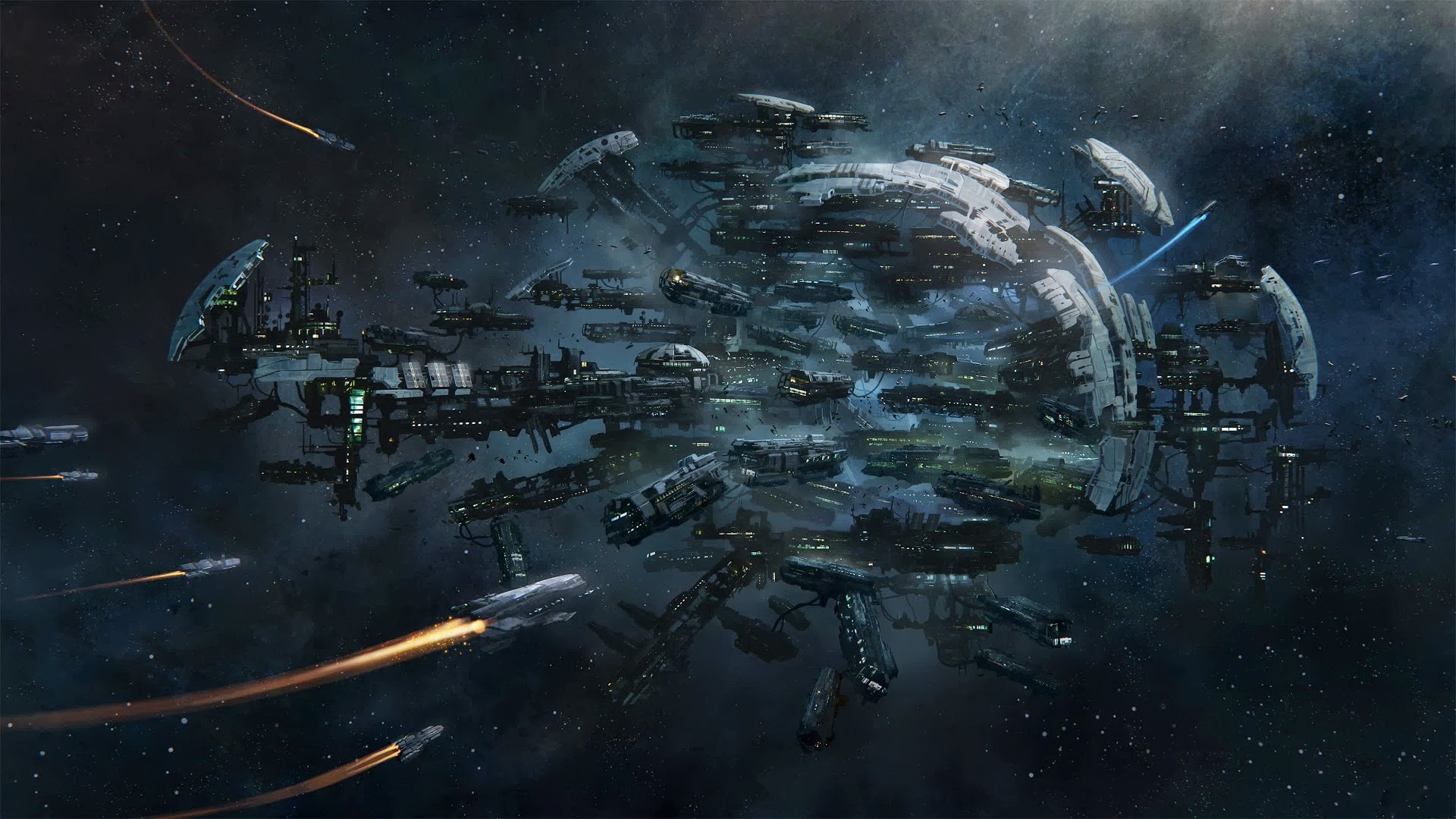 Star Citizen science fiction space battle HD Wallpaper