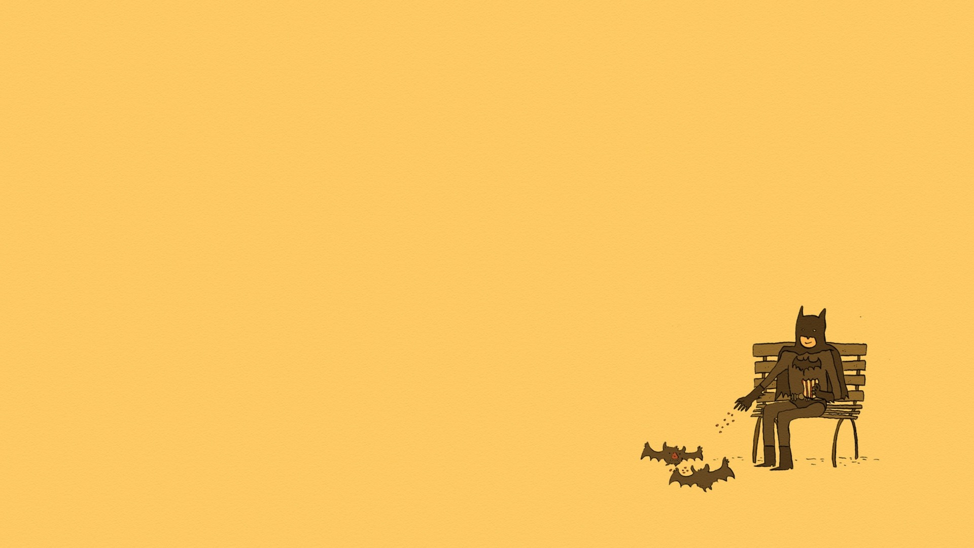 Minimalist Batman feeding bats on a bench HD Wallpaper