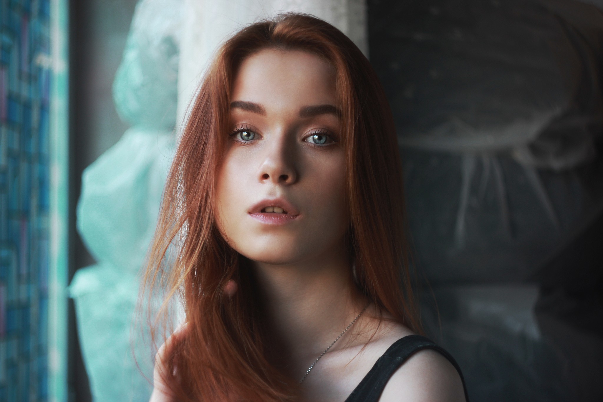 Anya Altotskaya portrait of a redhead woman HD Wallpaper