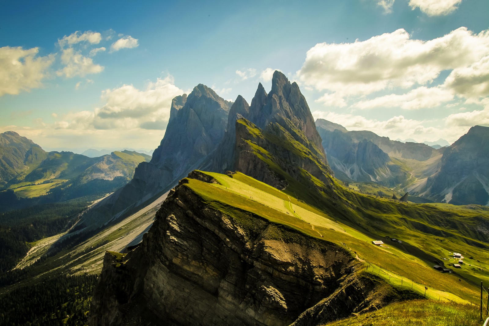 Seceda mountain range in the Dolomites, Italy HD Wallpaper
