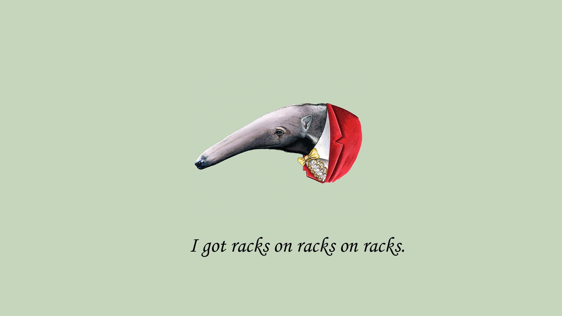 Anteater in a suit with text HD Wallpaper
