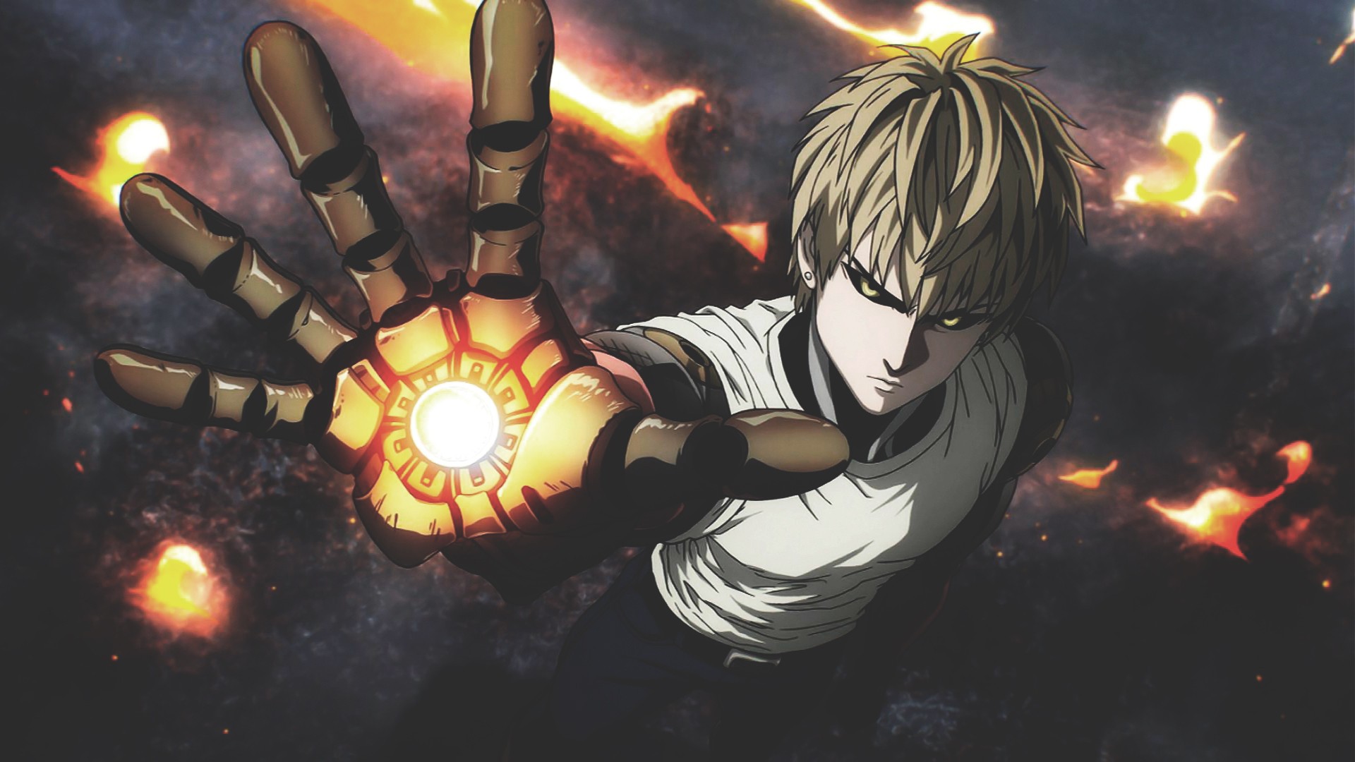 Genos from One-Punch Man with glowing hand HD Wallpaper