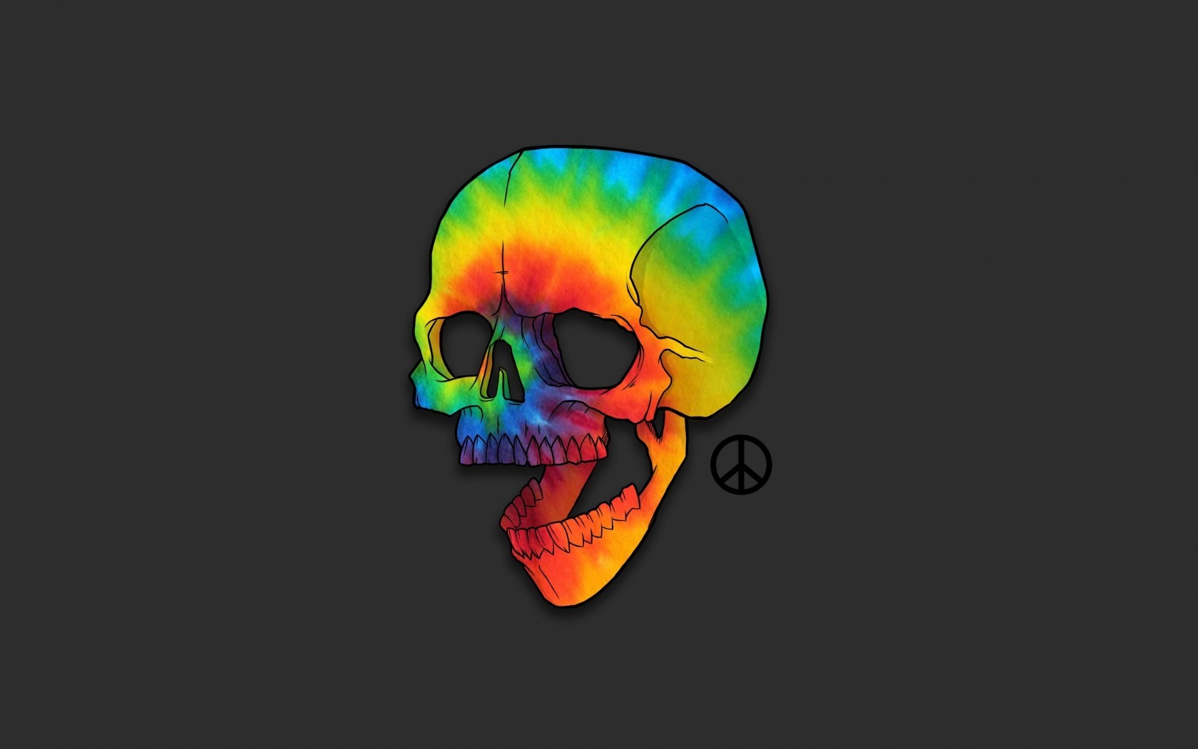 Tie-dye skull with peace symbol HD Wallpaper