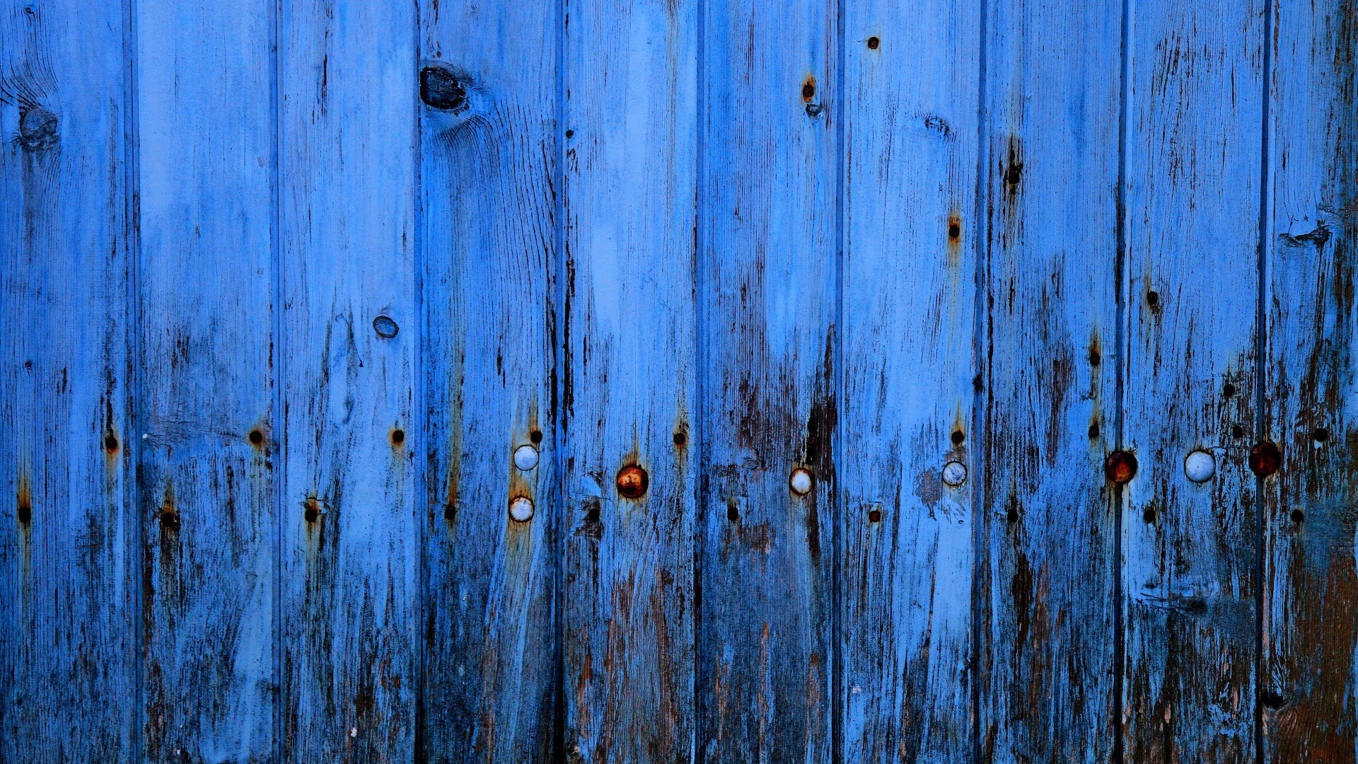 Blue weathered wooden planks with rust HD Wallpaper