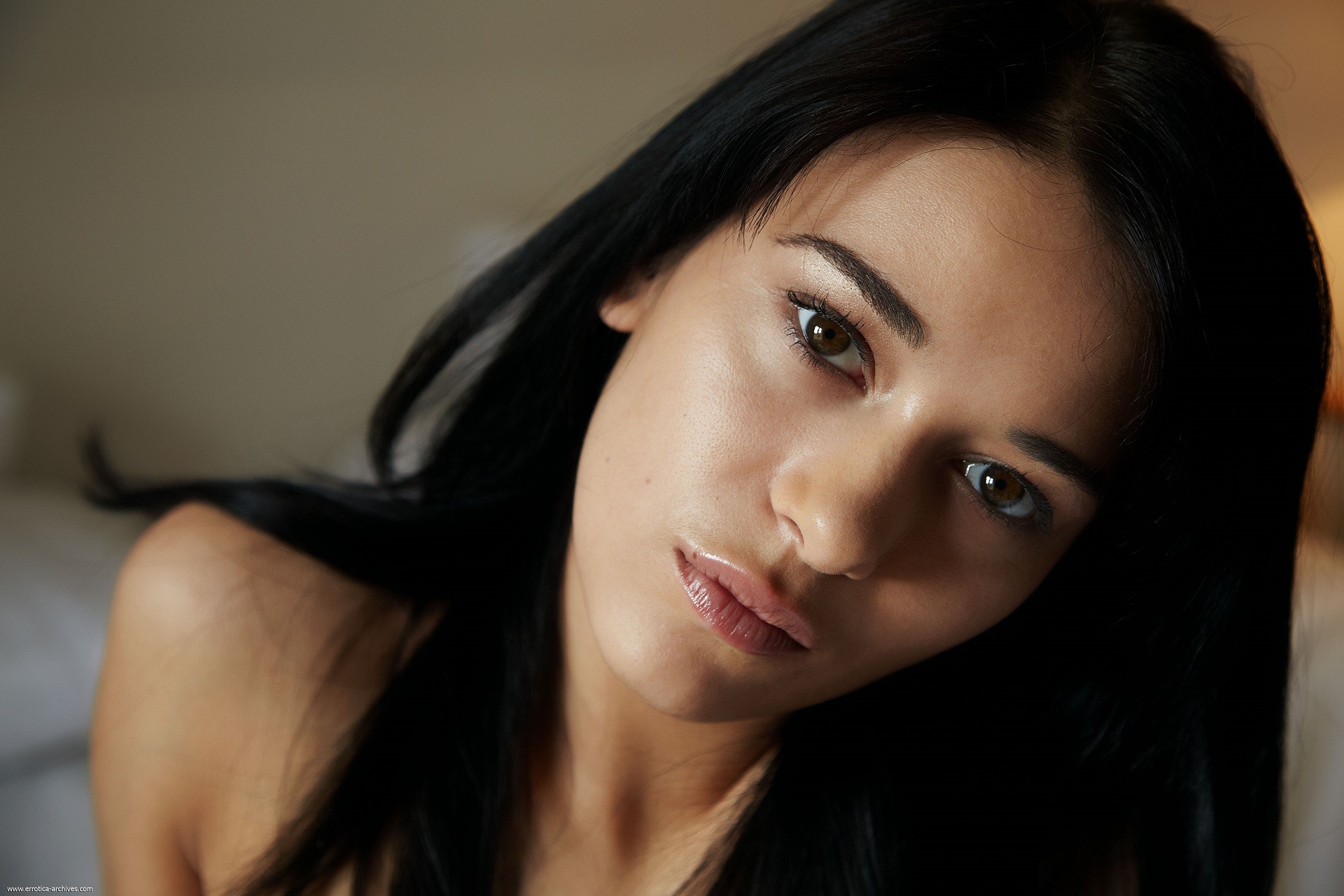 Kamila A, a brunette with dark hair and brown eyes HD Wallpaper