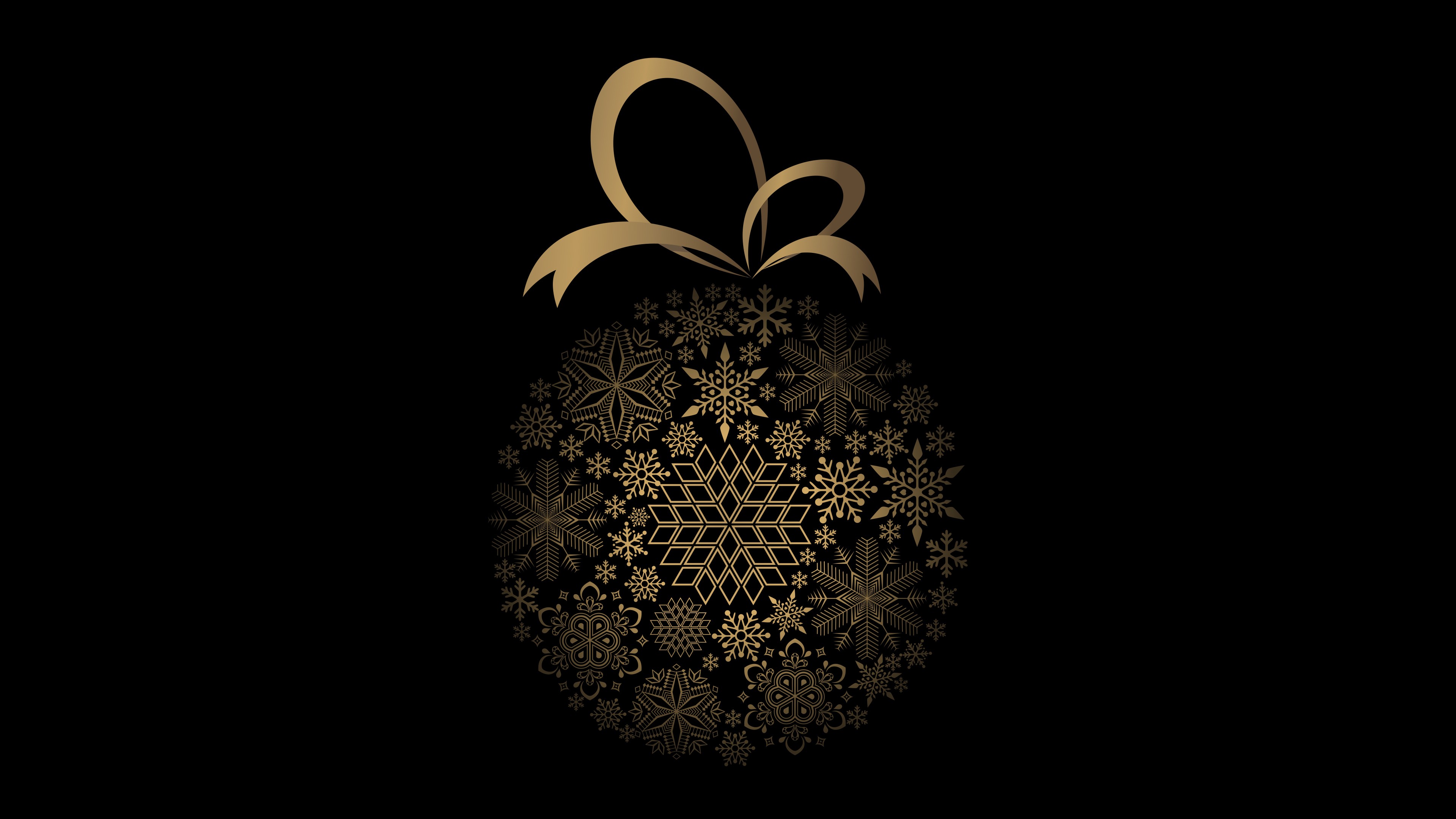 Christmas ornament made of snowflakes on black background HD Wallpaper