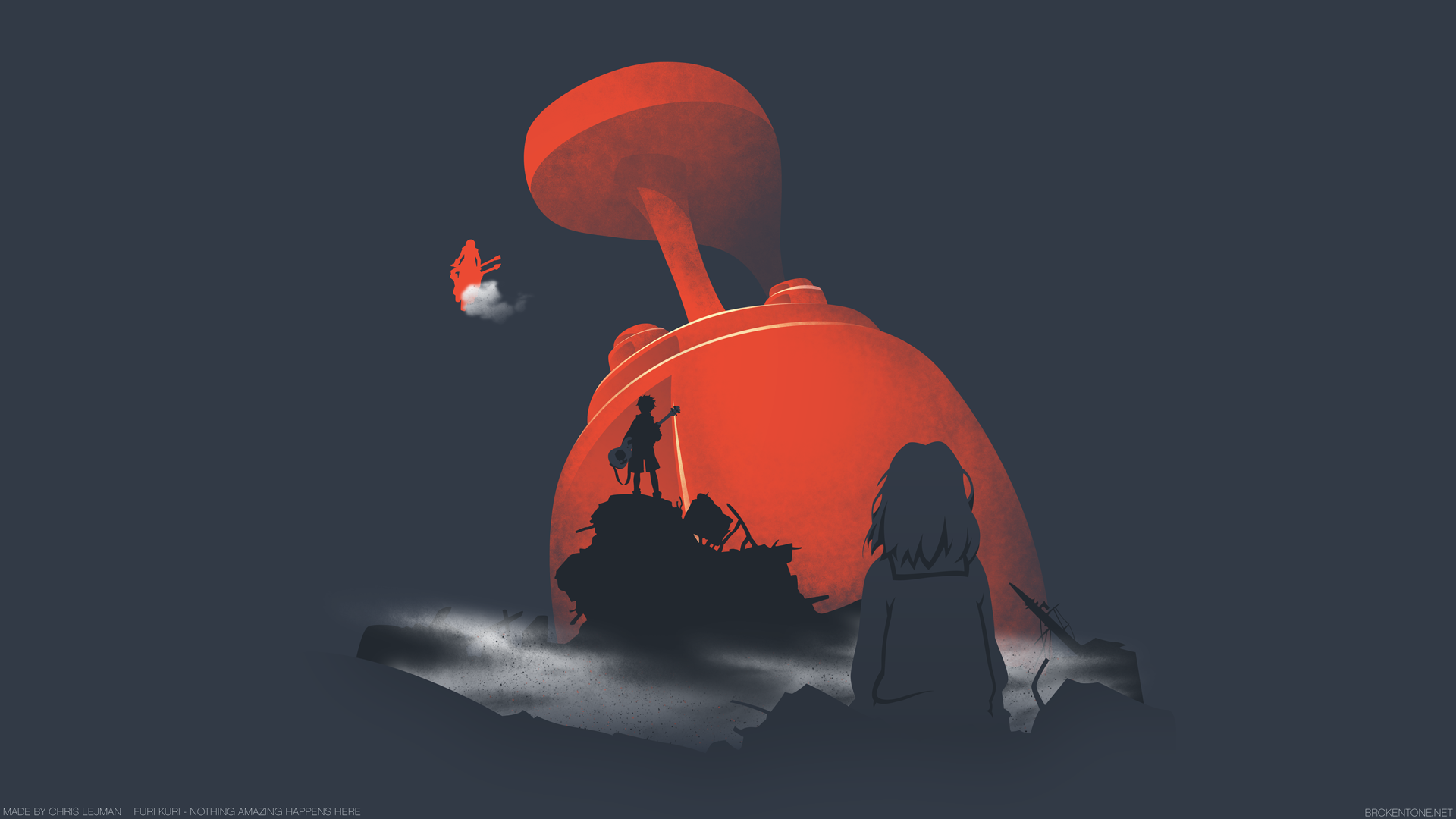 FLCL: Haruko Haruhara and Naota Nandaba HD Wallpaper