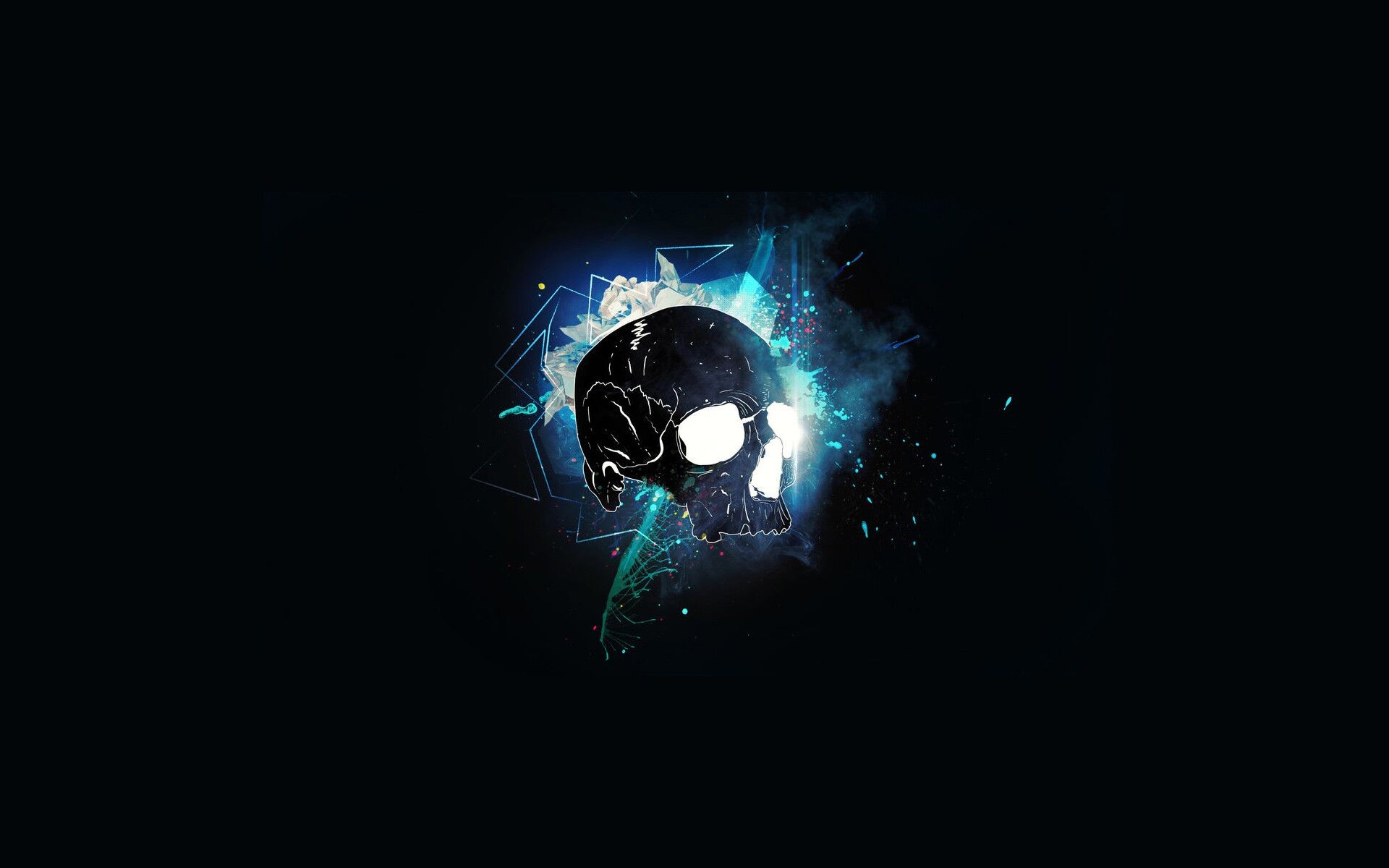 Abstract Skull with Blue and White Elements HD Wallpaper