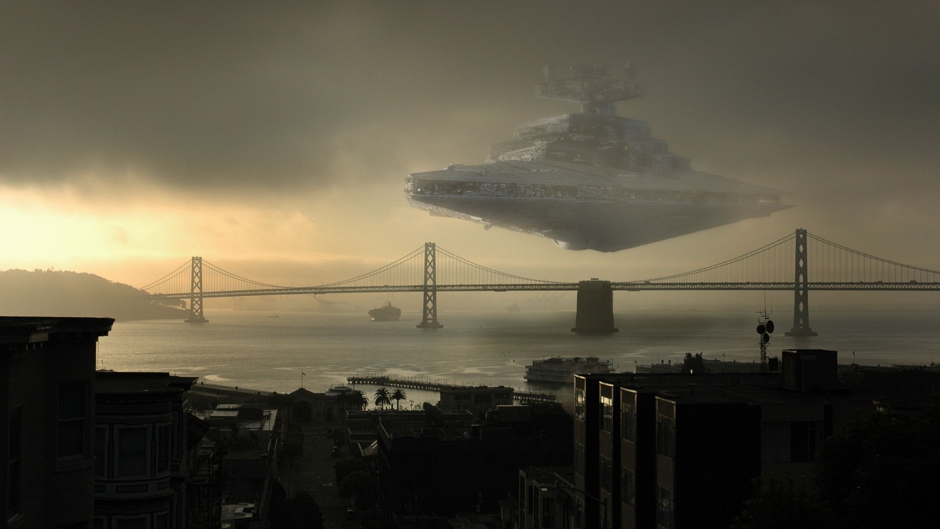 Star Wars Imperial Star Destroyer over San Francisco HD Wallpaper
