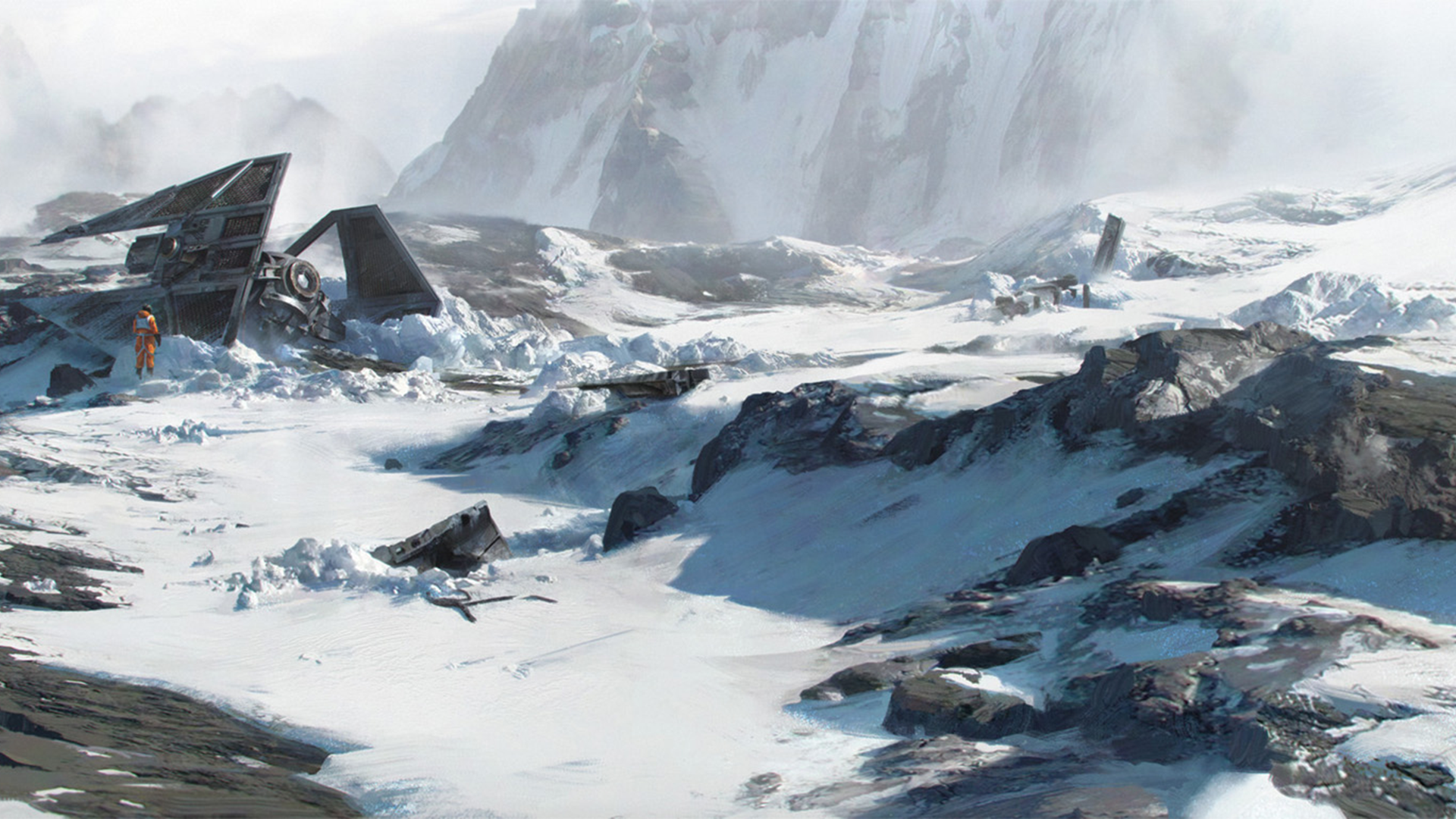 Star Wars TIE Fighter crash on Hoth HD Wallpaper