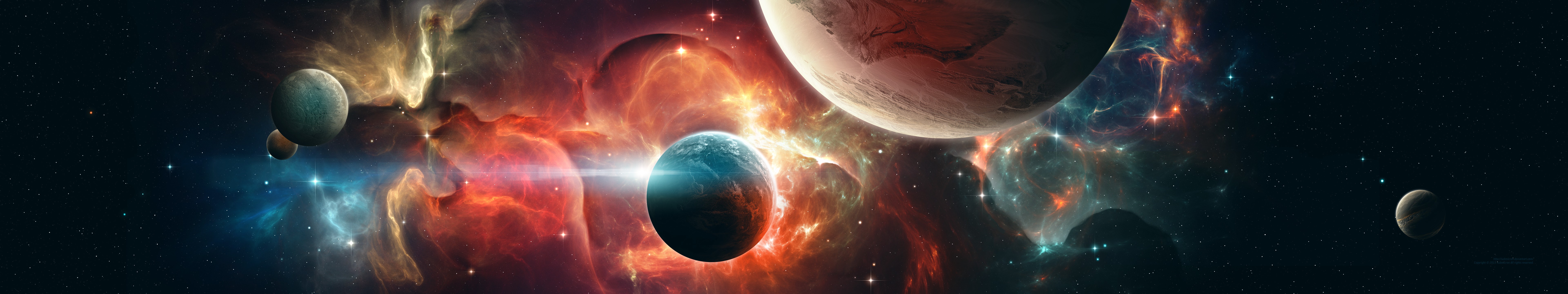 Planets and nebulae in deep space HD Wallpaper