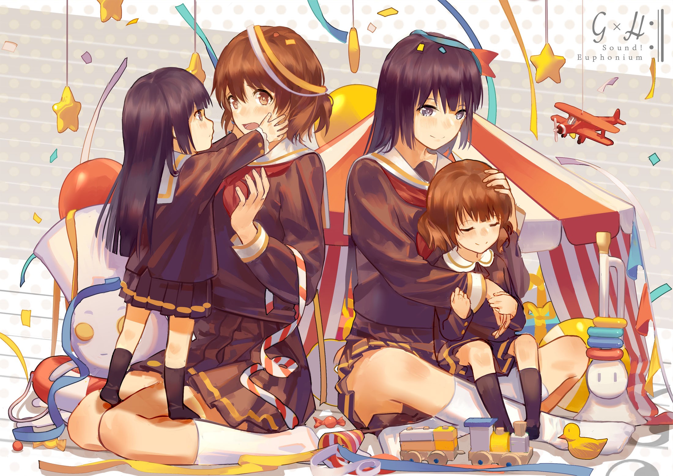 Hibike! Euphonium: Oumae Kumiko and Kousaka Reina with a child HD Wallpaper