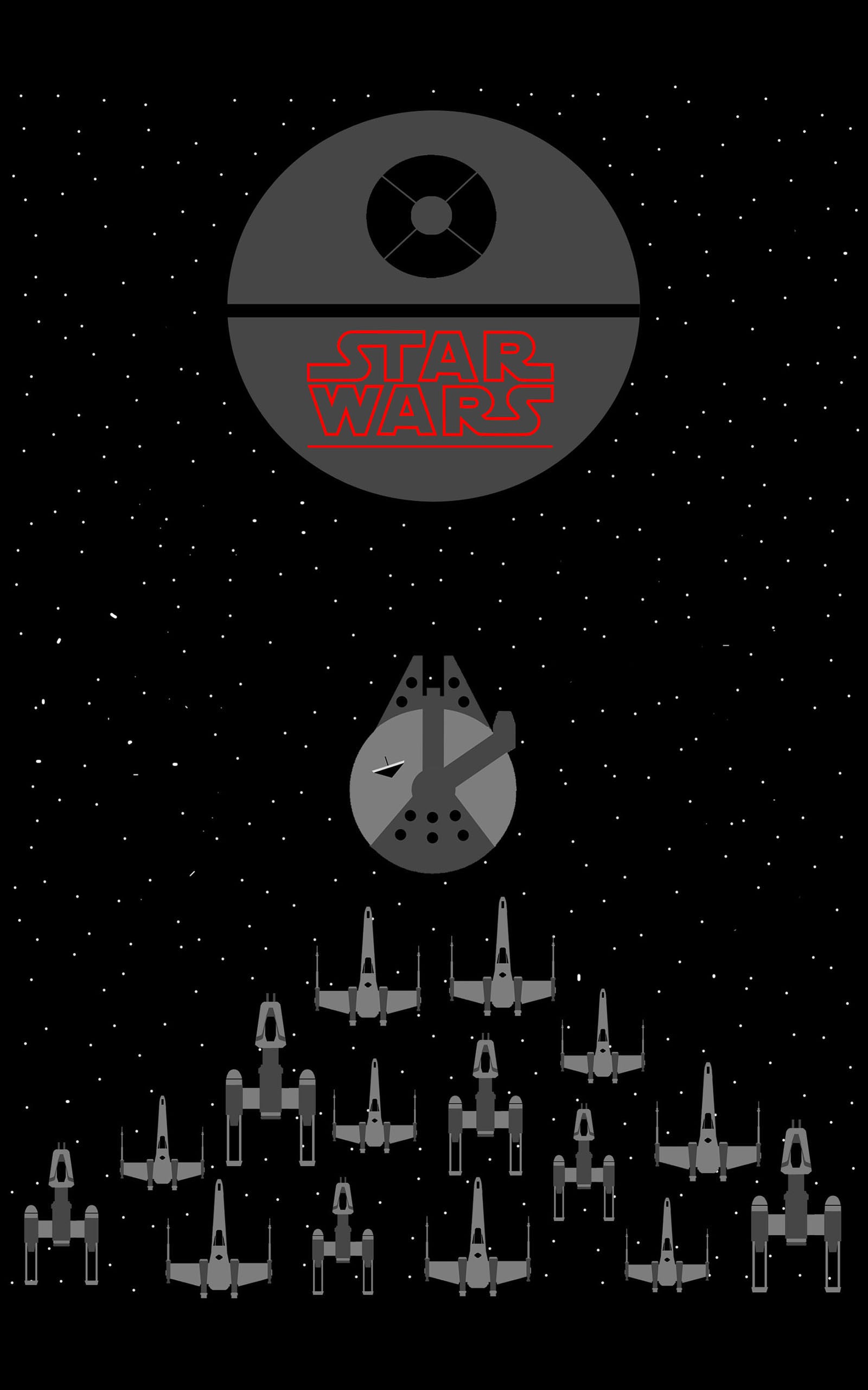 Star Wars: Death Star, Millennium Falcon, and X-wings HD Wallpaper