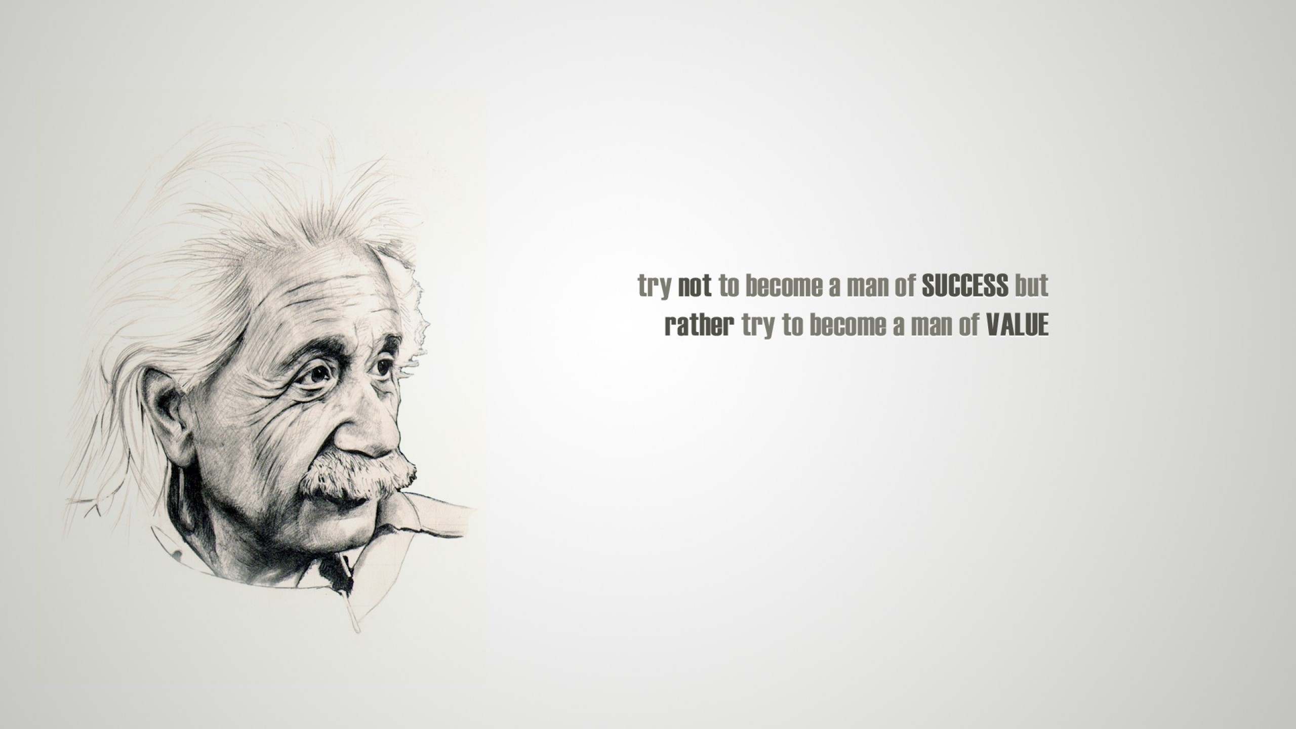 Albert Einstein quote about success and value HD Wallpaper