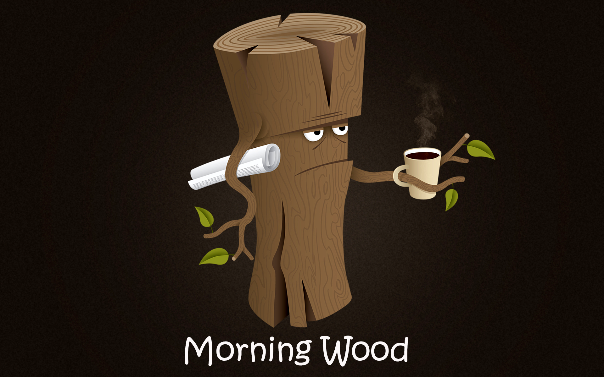 Morning Wood with Coffee and Newspaper HD Wallpaper