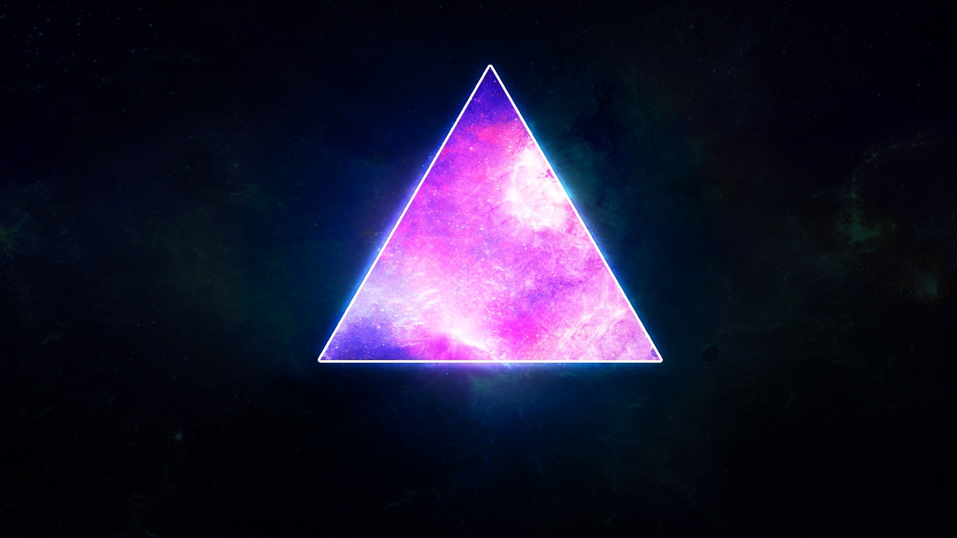 Abstract glowing triangle in space HD Wallpaper