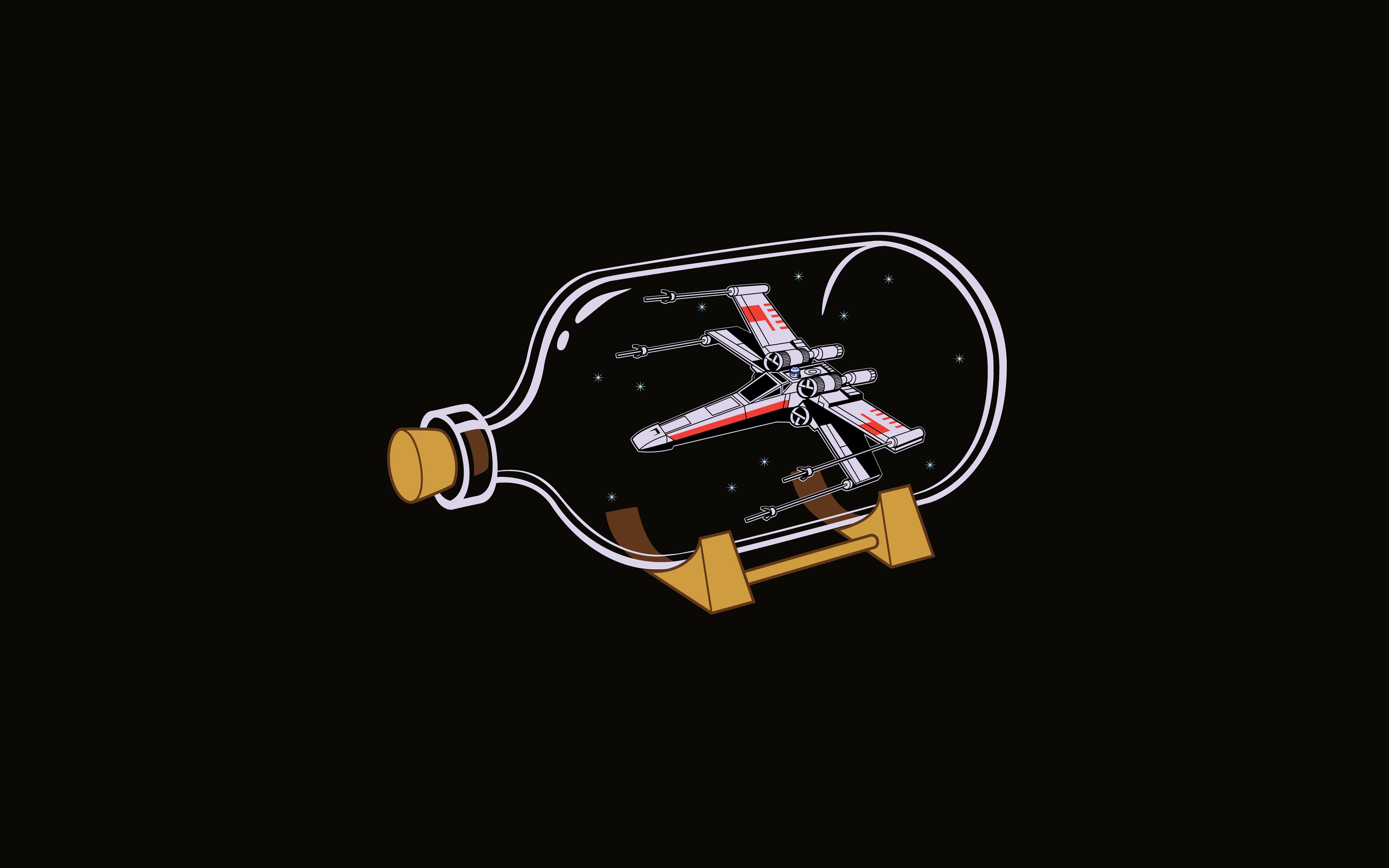 Star Wars X-wing fighter in a bottle HD Wallpaper