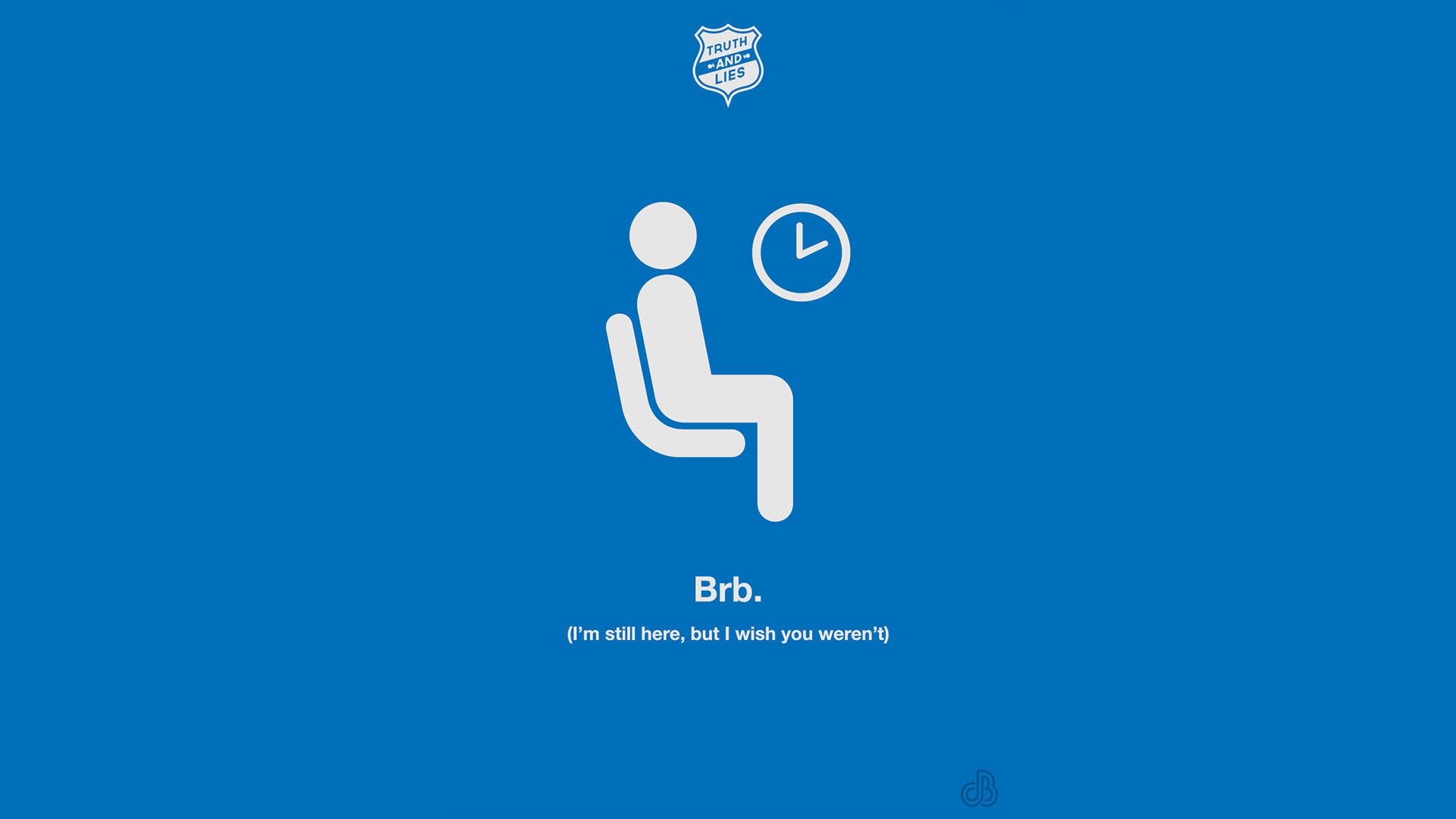 Minimalist graphic with person waiting and clock HD Wallpaper