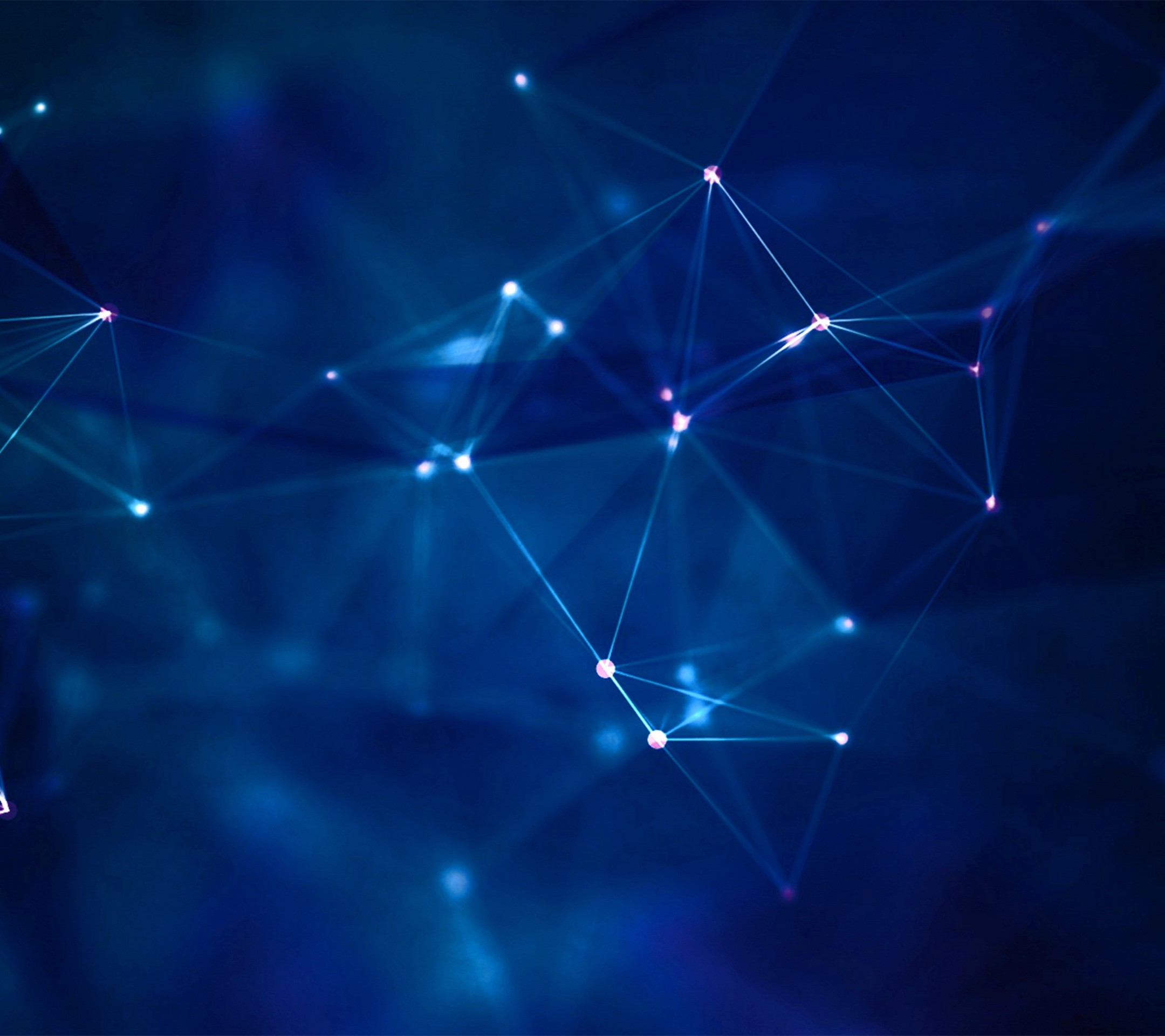 Abstract blue network of glowing dots and lines HD Wallpaper