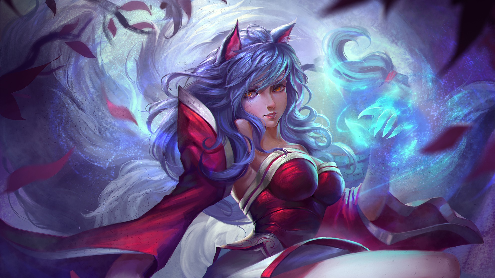 Ahri from League of Legends with magical energy HD Wallpaper