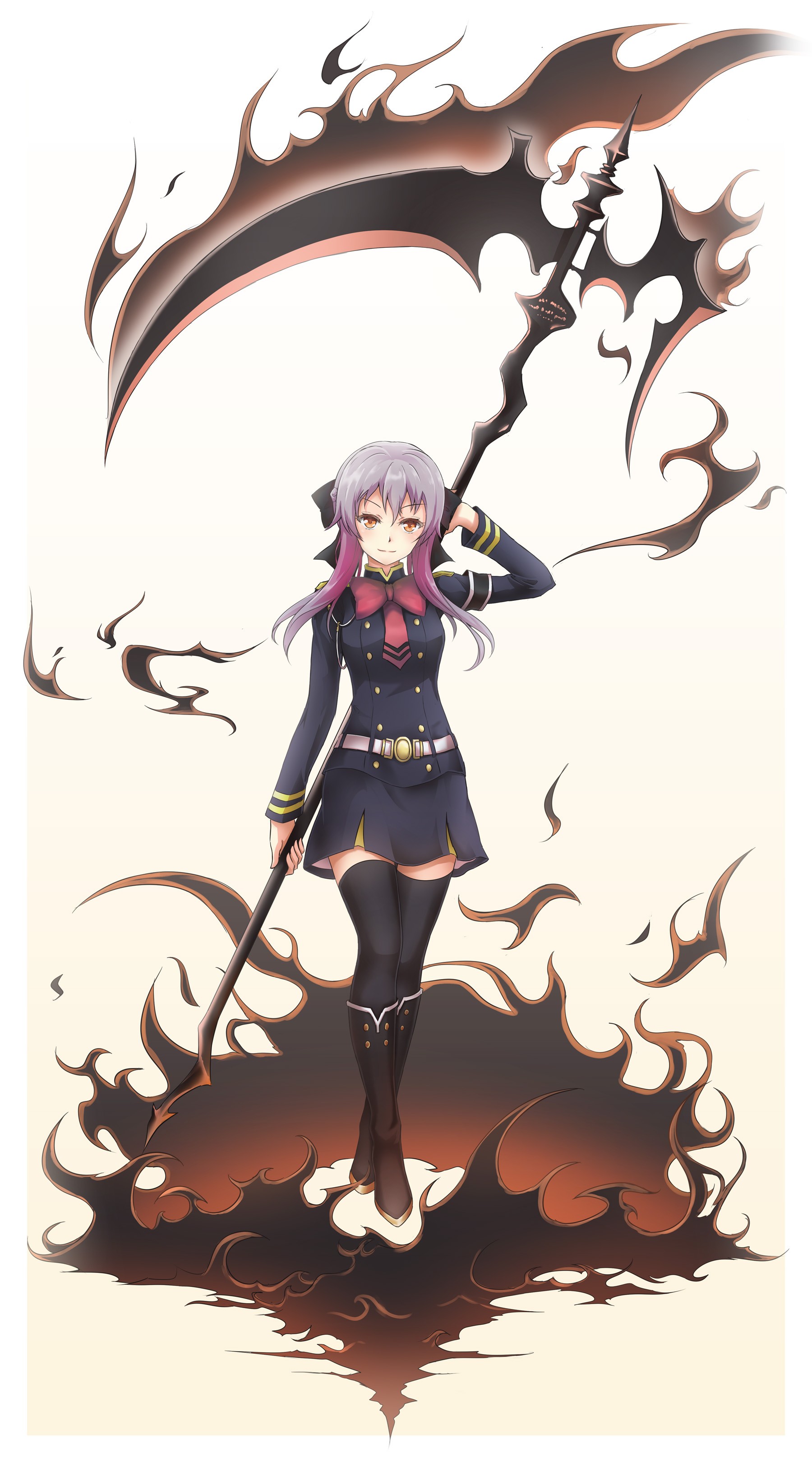 Hiiragi Shinoa from Owari No Seraph with a scythe HD Wallpaper