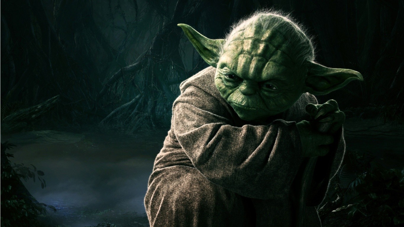 Star Wars Yoda in a dark forest HD Wallpaper