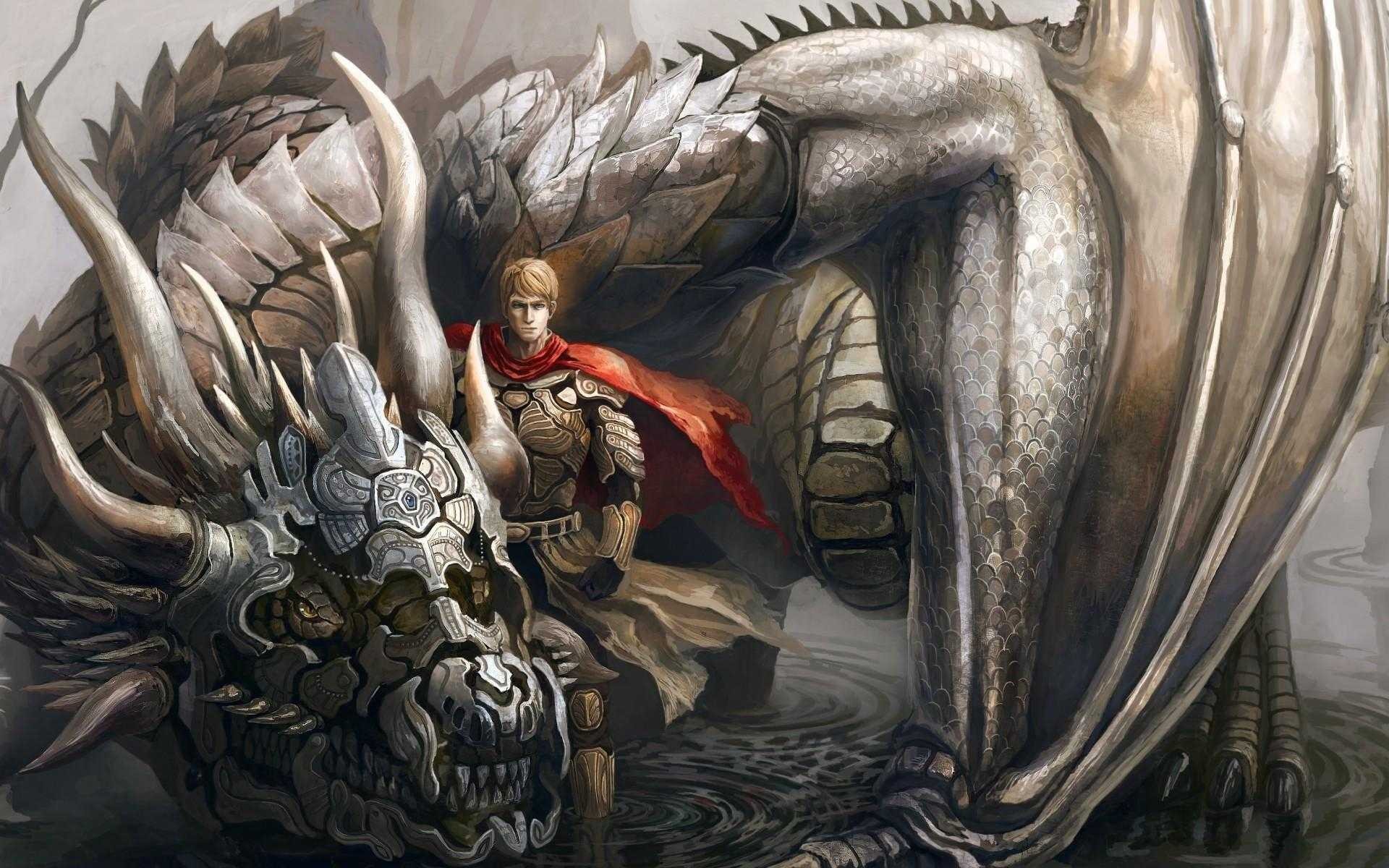 Man in armor with a dragon HD Wallpaper