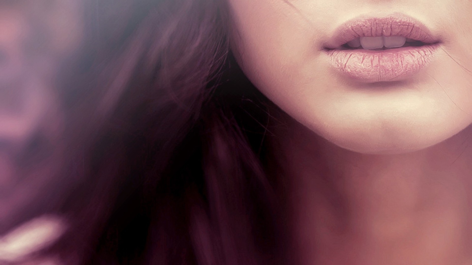 Close-up of a woman's lips and chin HD Wallpaper