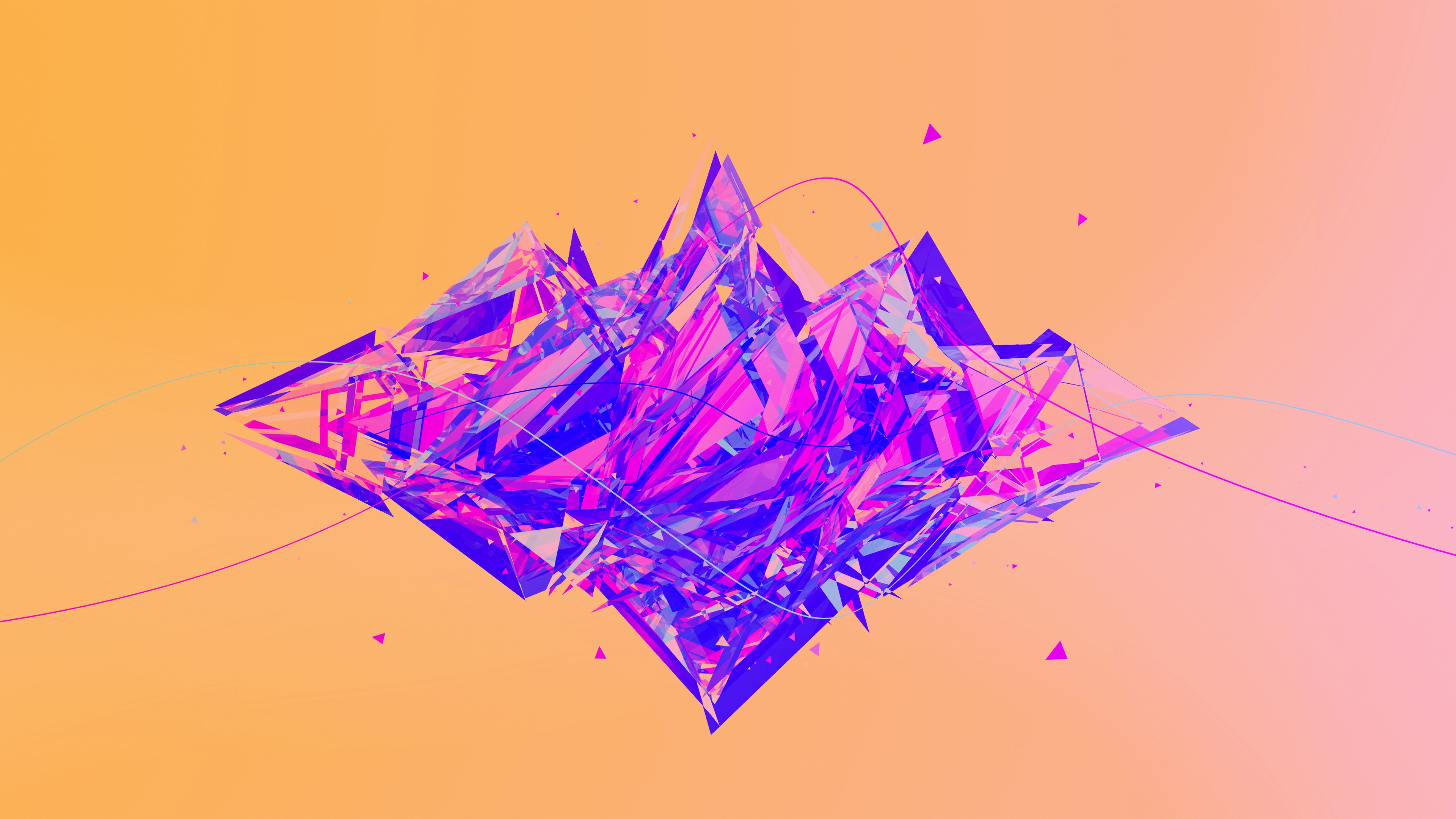 Abstract geometric crystal formation with colorful gradient background HD Wallpaper