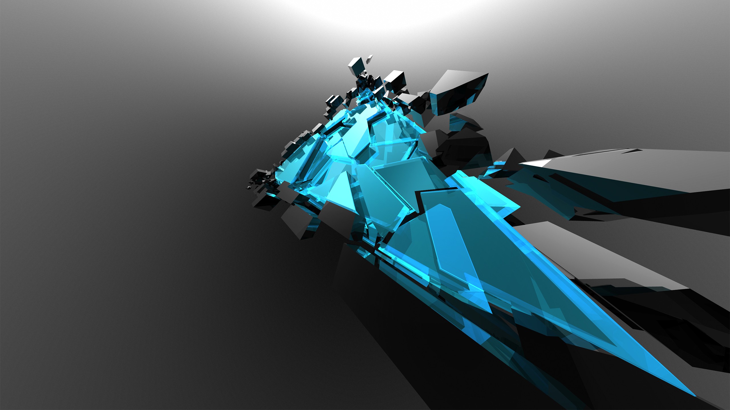 Abstract CGI shards of blue and black HD Wallpaper