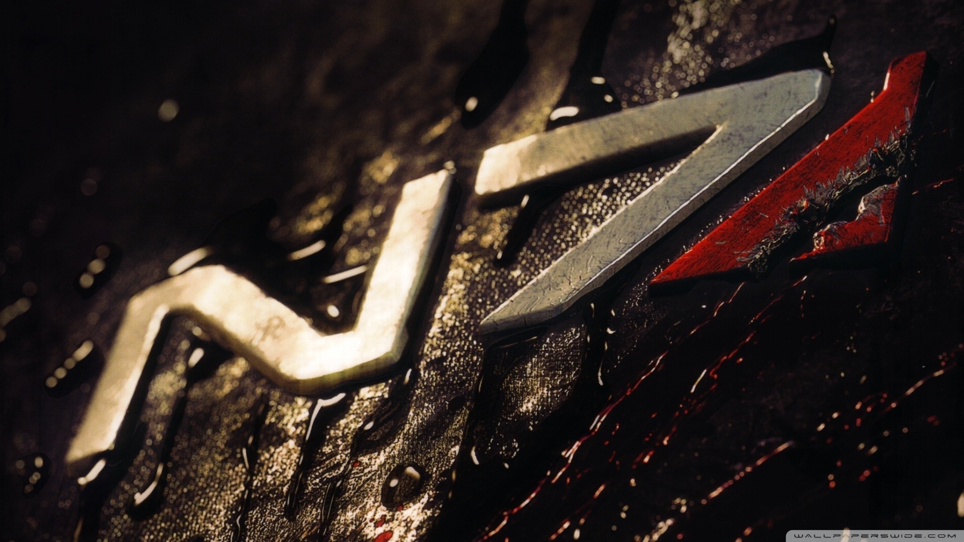 Mass Effect N7 Logo with Blood Splatter HD Wallpaper