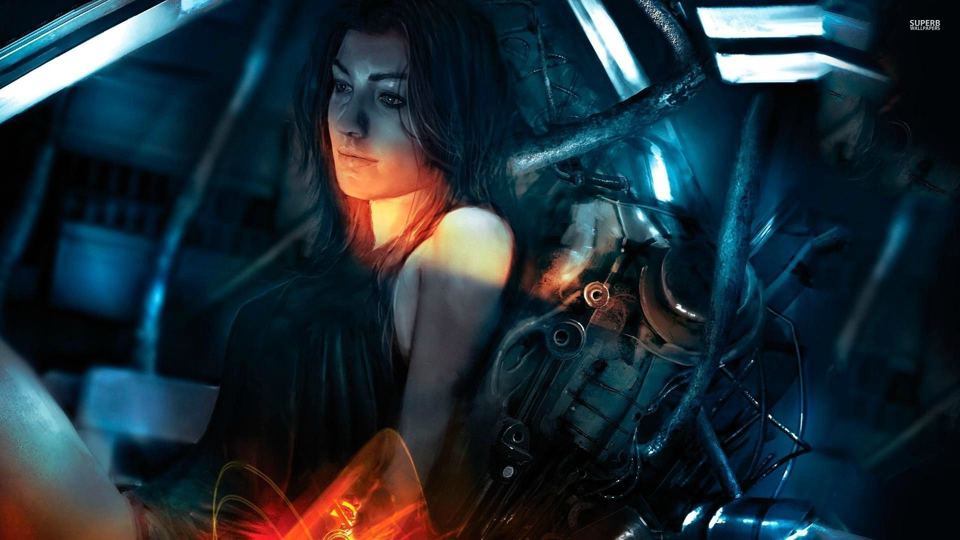Mass Effect 2: Female character in futuristic setting HD Wallpaper