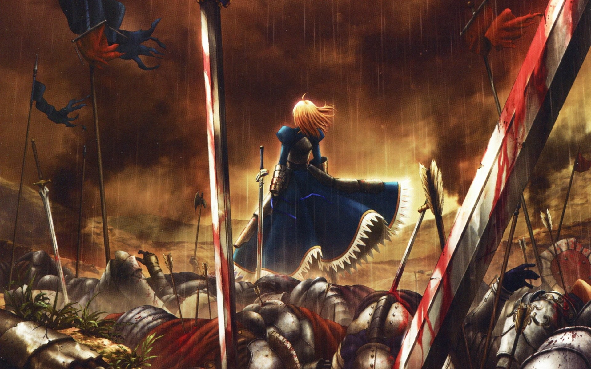 Saber in a battlefield from Fate/Zero HD Wallpaper