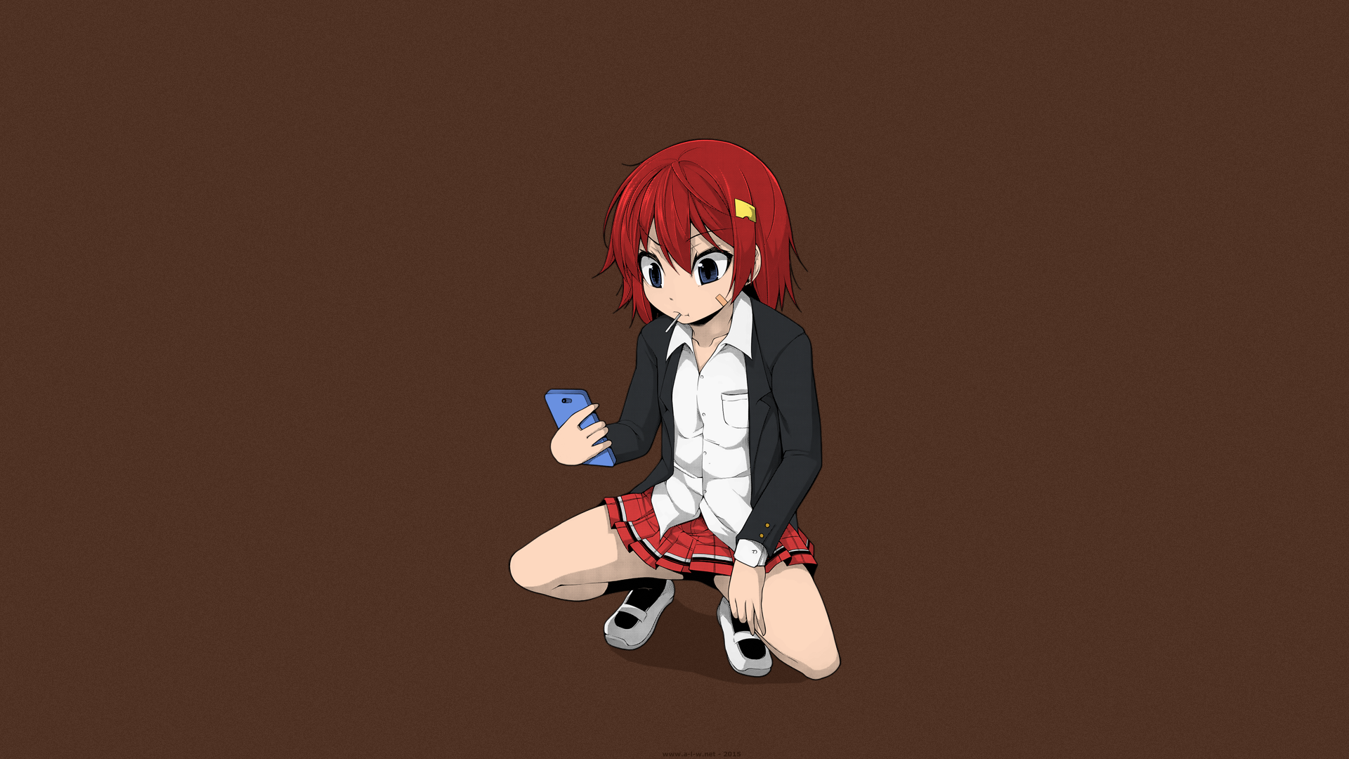 Syati Kamaboko anime girl with phone HD Wallpaper