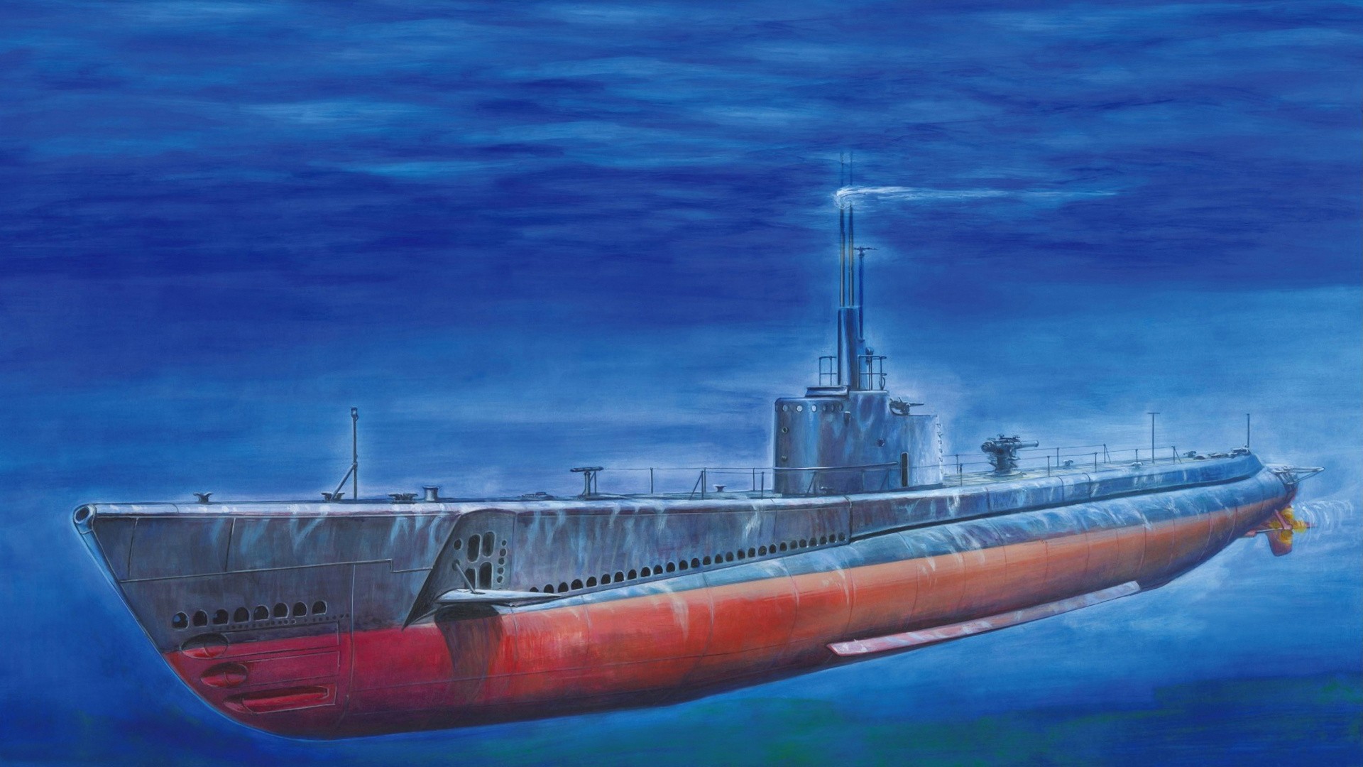 Submarine underwater in the blue sea HD Wallpaper