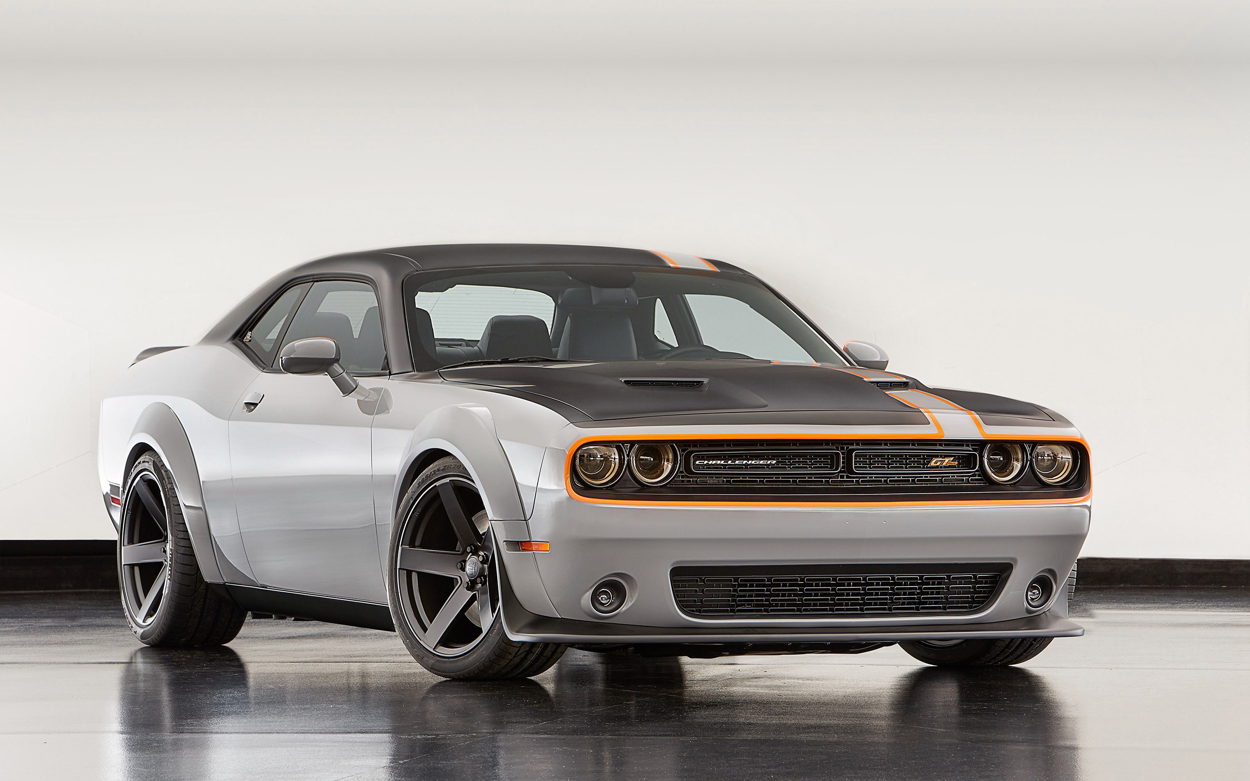 Silver Dodge Challenger GT AWD with orange accents HD Wallpaper